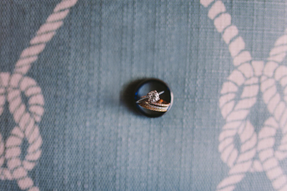 Close Up Ring Shot on Nautical Knot Pattern