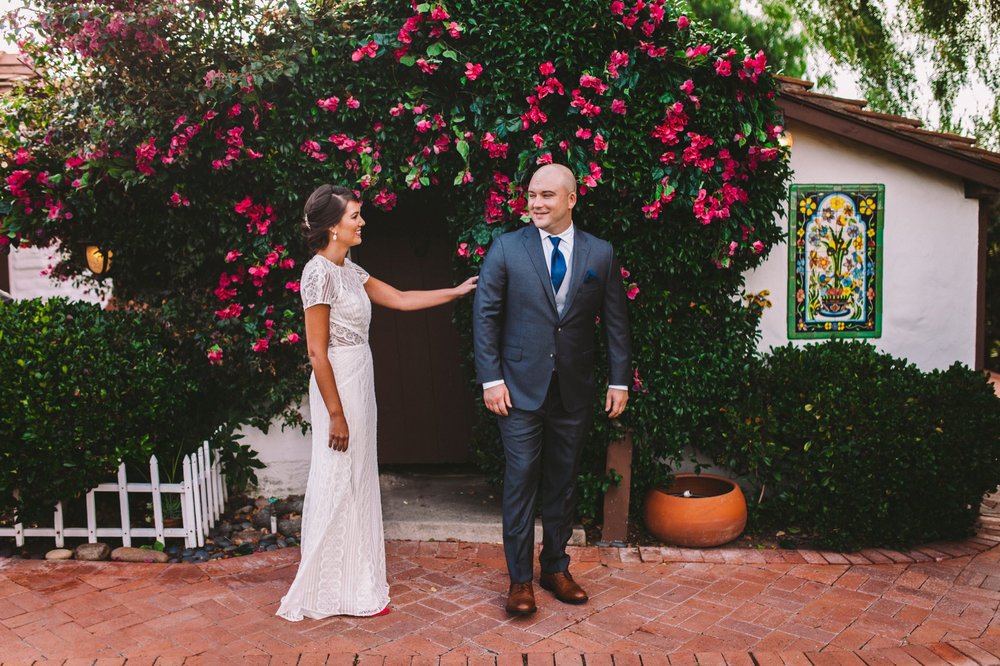 First Look in Front of Bougainvillea at The Old Rancho in Carlsbad 