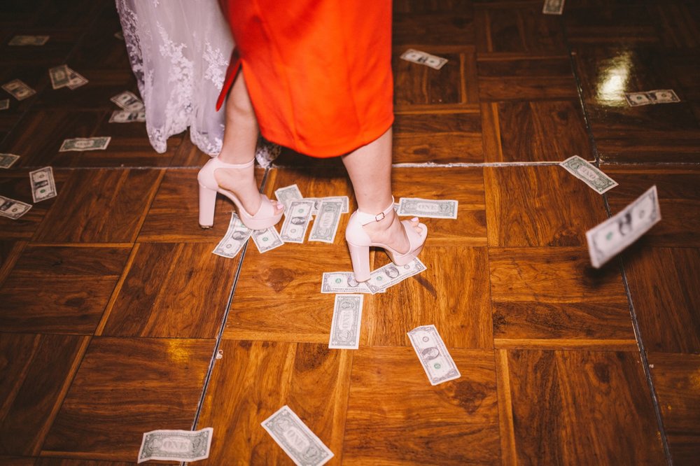 Money Floating to the Ground During Persian Wedding Knife Dance