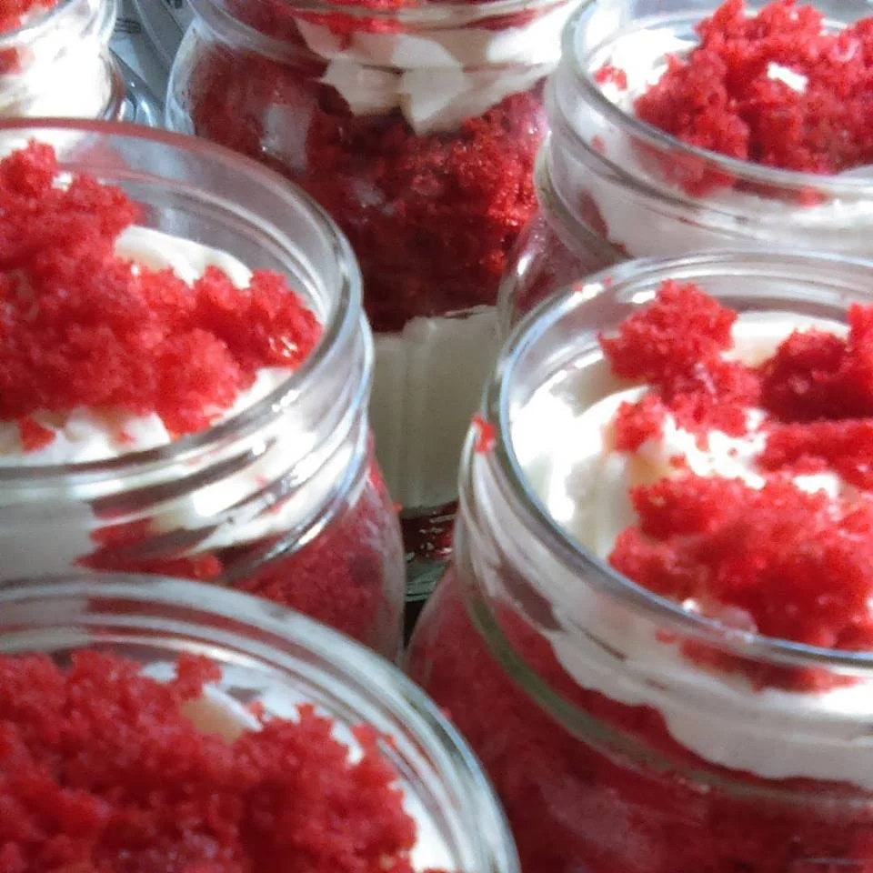 Above: Red Velvet cake jars.