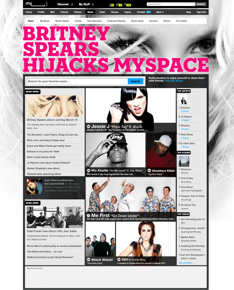 Britney Spears Homepage Takeover