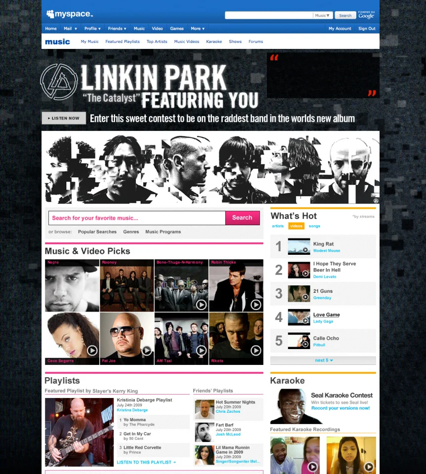 Linkin Park Homepage Takeover