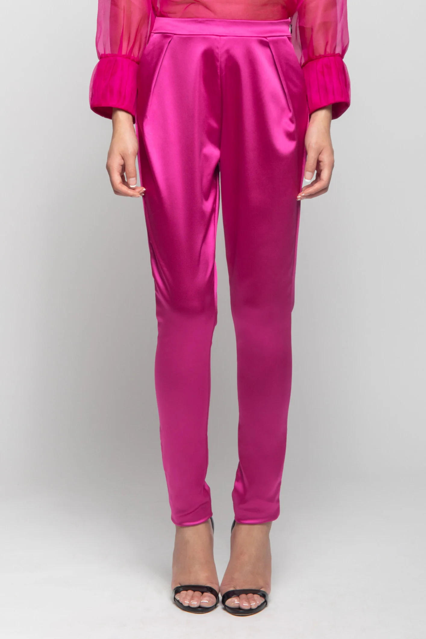 high waisted satin pants