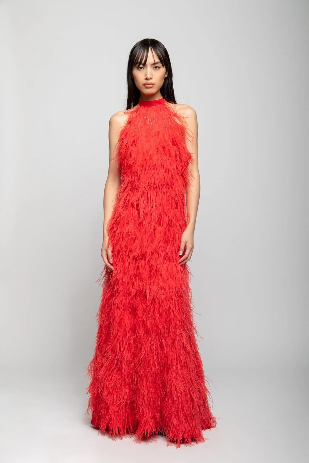 Robe Fille Halabaloo - Brocart Bleu Pâle Avec Plumes D'autruche Rose Or - Taille 3T - Neuf étiqueté