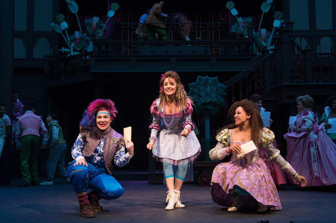 Merry Wives of Windsor (2017) Directed by Dawn Monique Williams. Anne Page (Jamie Ann Romero, center) wants to win love her own way, with the help of her friends (Emily Ota and Jennie Greenberry, with Ensemble).