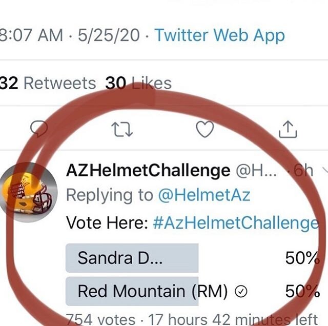 Hey @redmtnathletics @redmountainpom @red_mountain_cheer @rmstudco @redseamovement we are currently tied with O&rsquo;Connor in this round of the #AZHelmetChallenge.  Please click the link and vote ...then share!! Go Lions! #onthismountain  https://t
