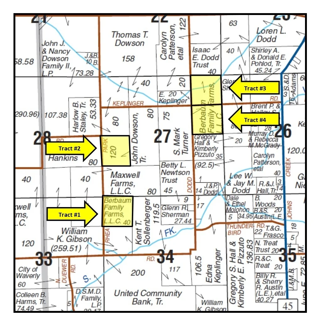  Plat Map of Berbaum Family Farms. Loami Township, Sangamon County, IL