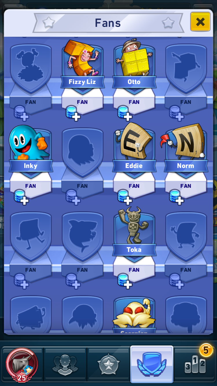  When players complete Goal sets or level up, they are rewarded with "Fans", which are collectible characters. I configured all the content for the Fans system. 