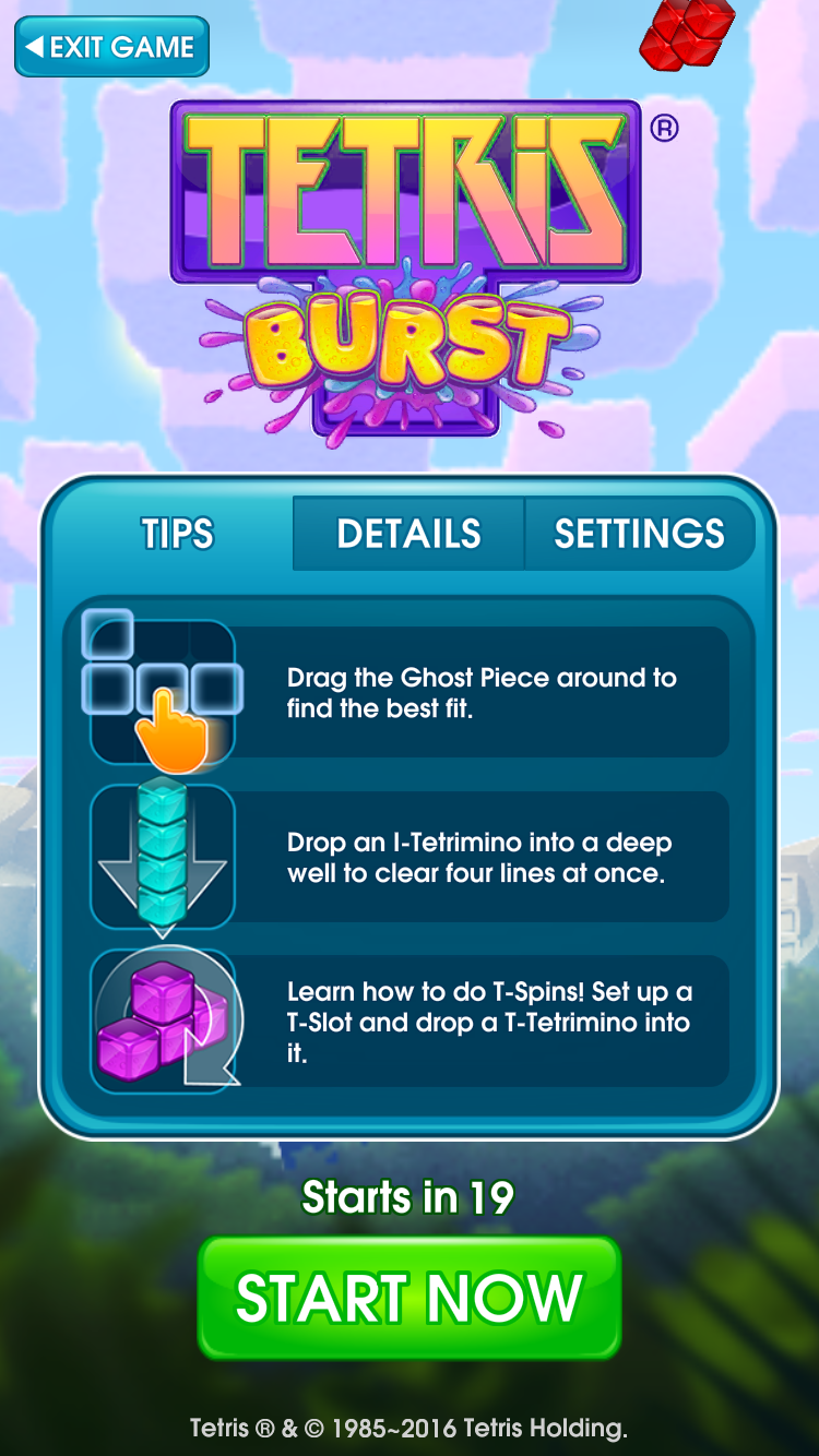  We wanted to create a version of Tetris that kept the familiar, core gameplay, but with a fresh twist.&nbsp;I pitched the concept of adding a juicy "burst" theme, to give the game a bubbly new look and feel. 