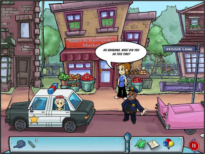 In the first adventure, someone is trying to sabotage the biggest wedding in DinerTown history. Flo runs all over town to get a new wedding cake, dress, rings and other items needed to save the wedding from disaster. I designed over 45 interactive