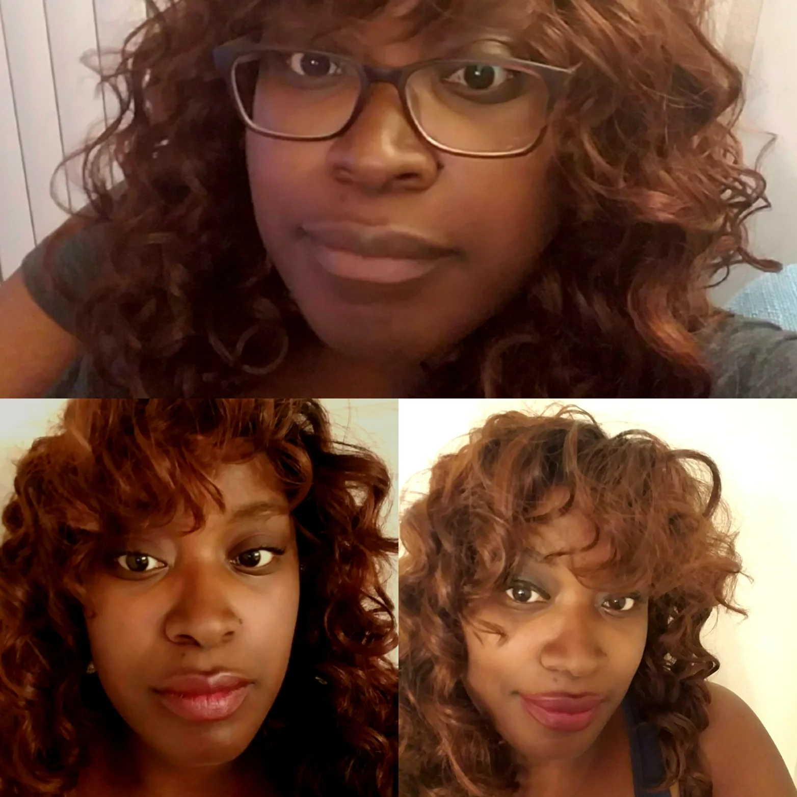 Me. With varying amounts of color applied to my face.