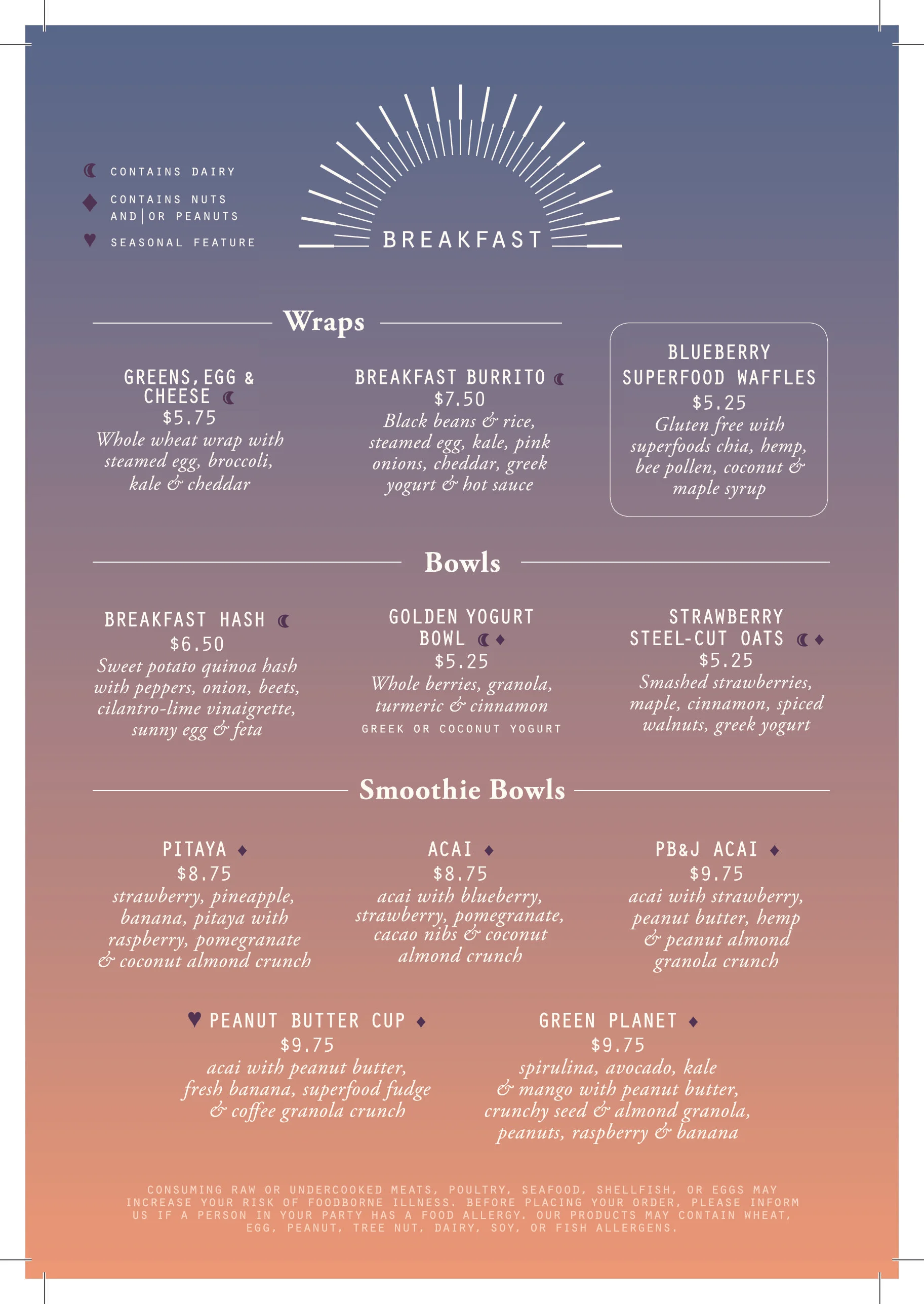 Cafe Menu Life Alive
