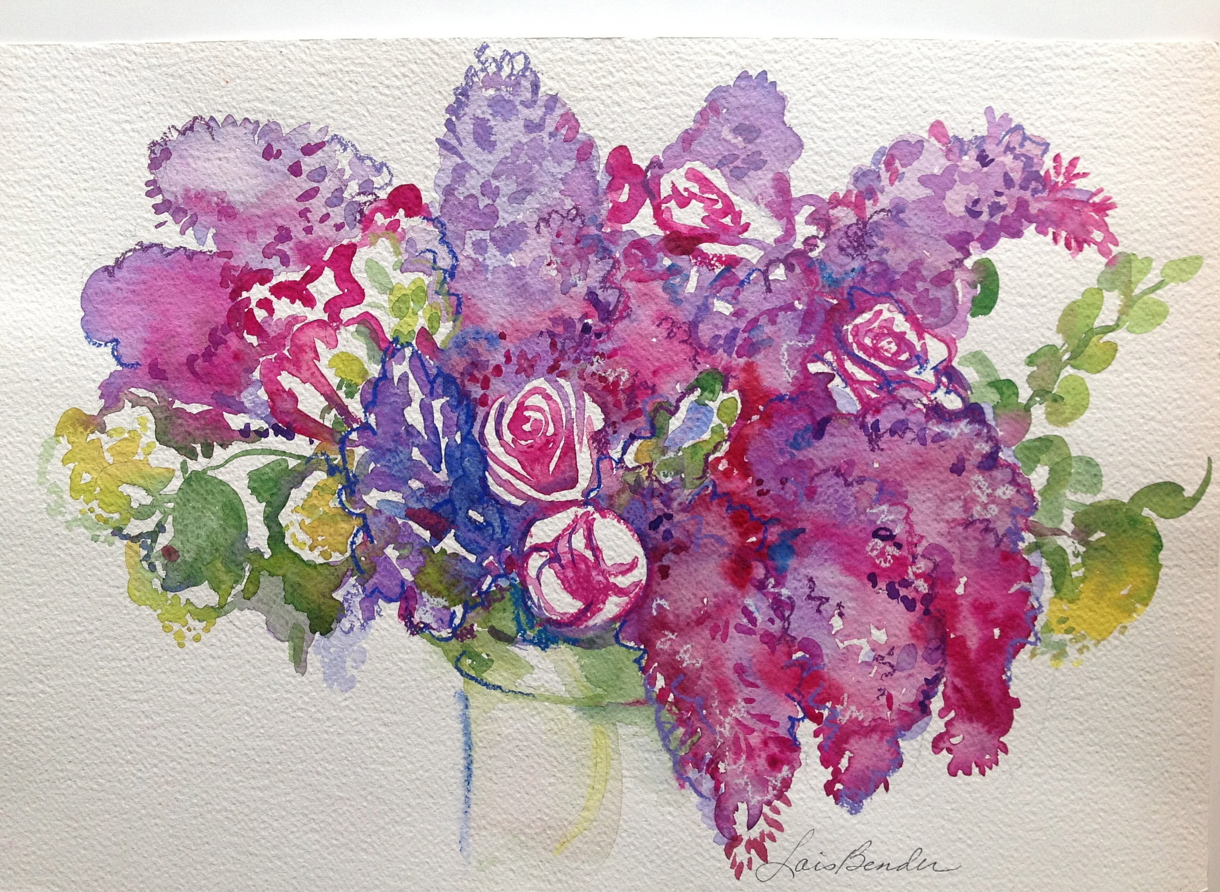 "Lilacs, Tulips and Roses Bouquet I"