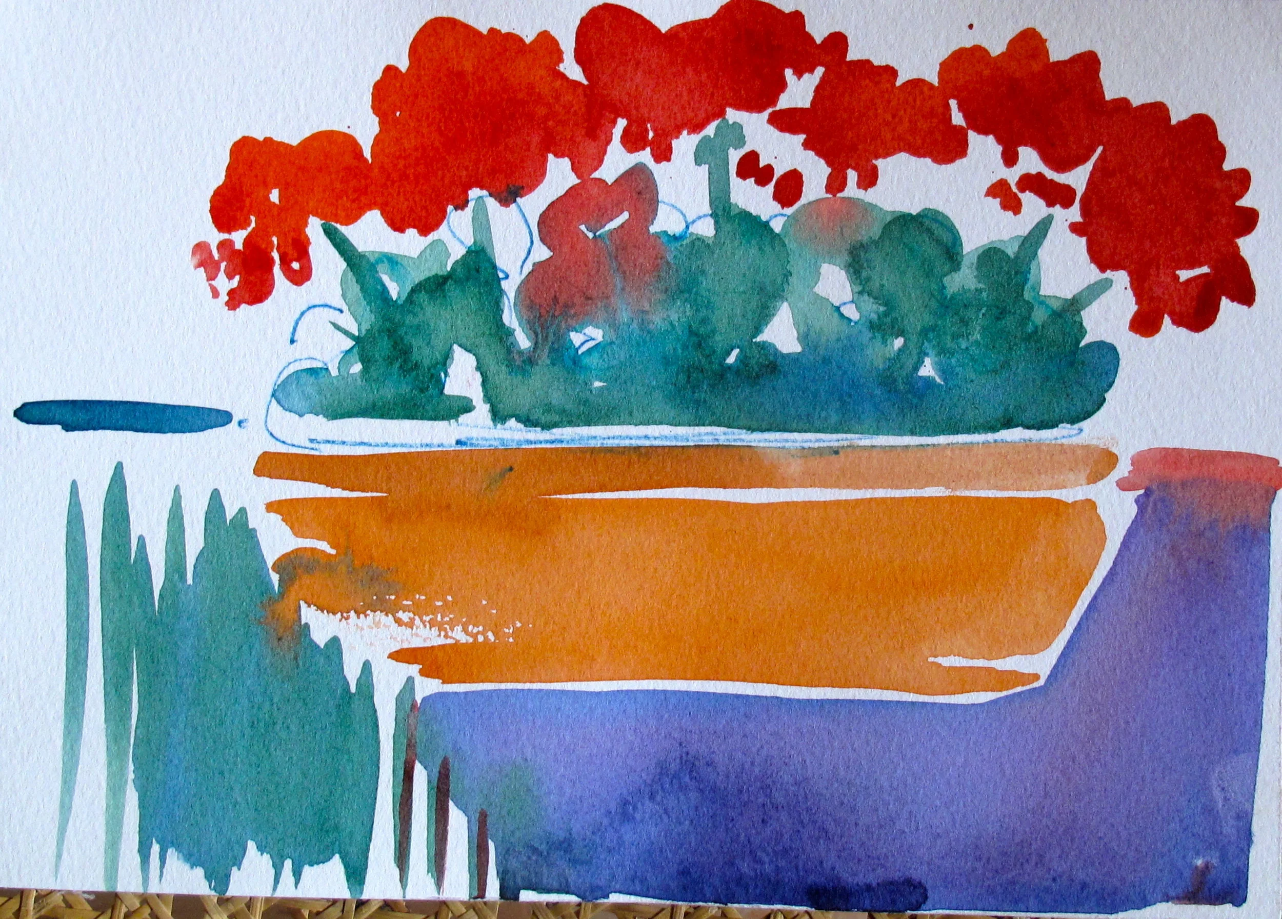 "Potted Geraniums Sketch"