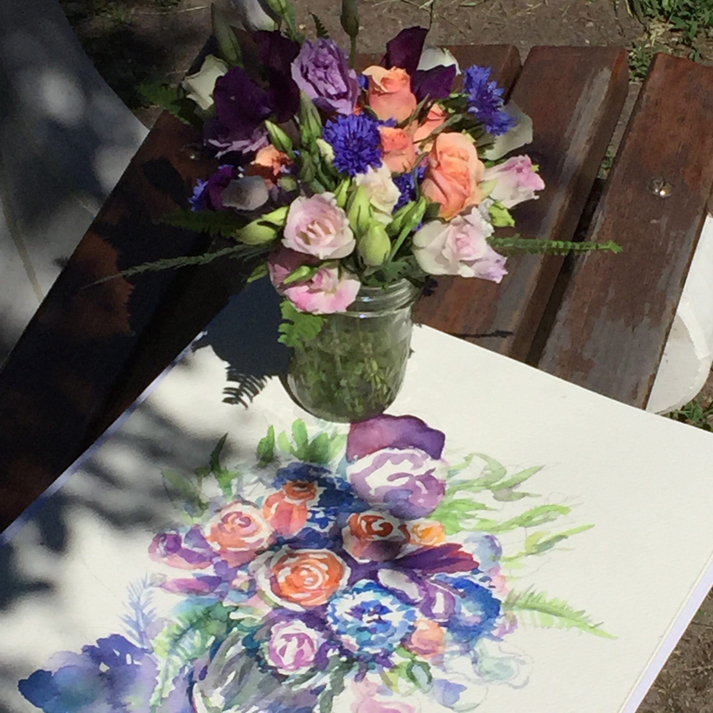 Painting a Summer Bouquet on a beautiful Summer Day in Sag Harbor