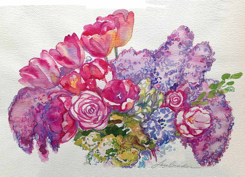 "Tulips, Lilacs and Roses Bouquet"