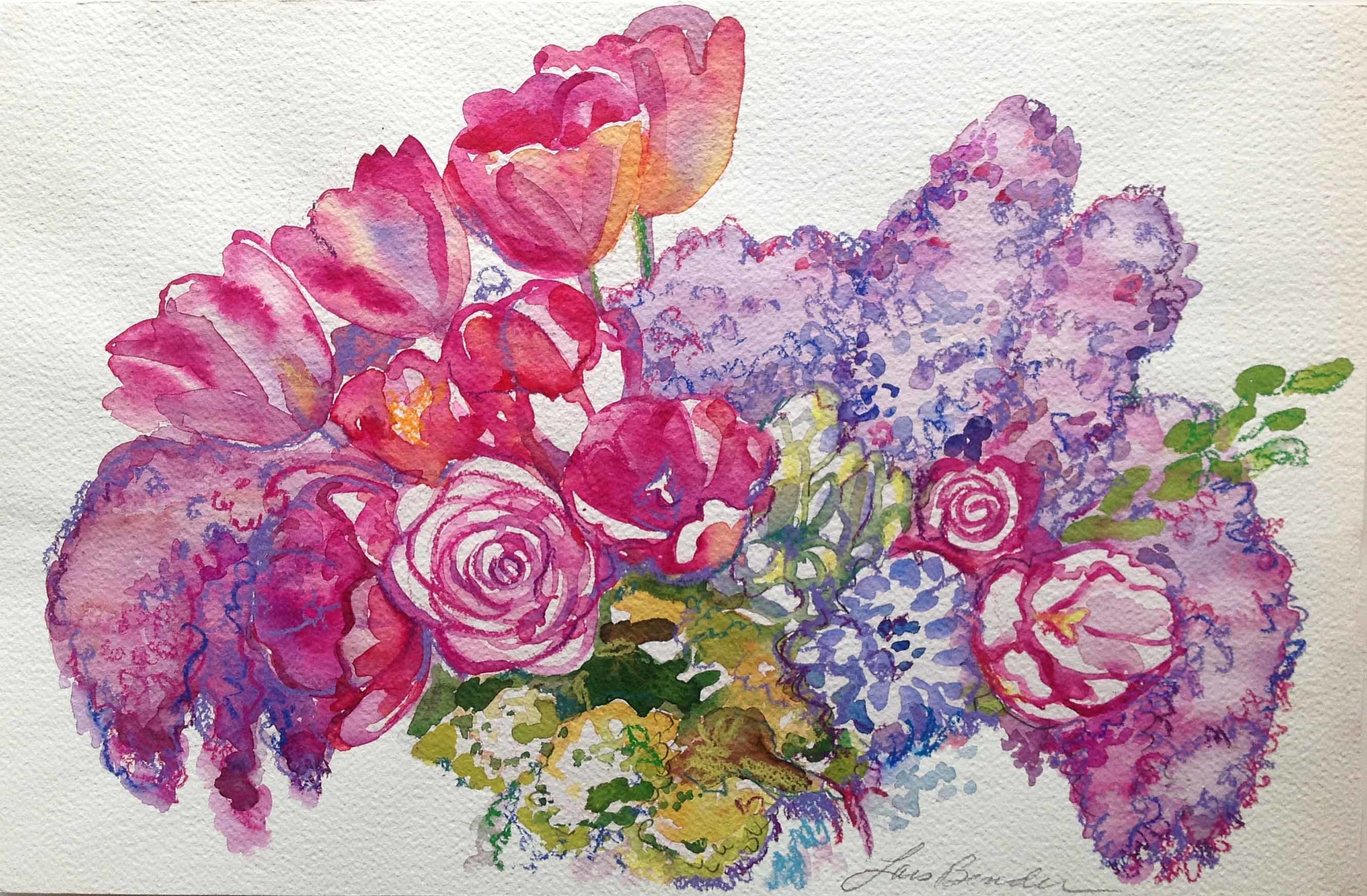 "Lilacs, Tulips and Roses Bouquet II"