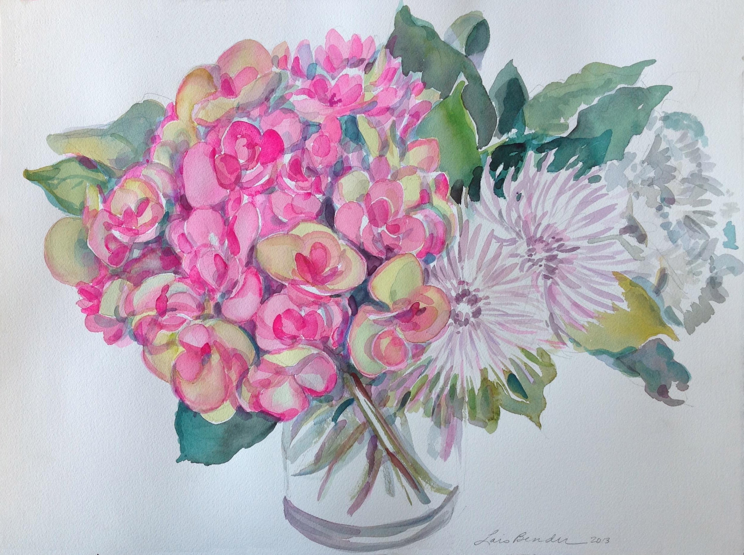 "Pink & Green Hydrangeas Bouquet"