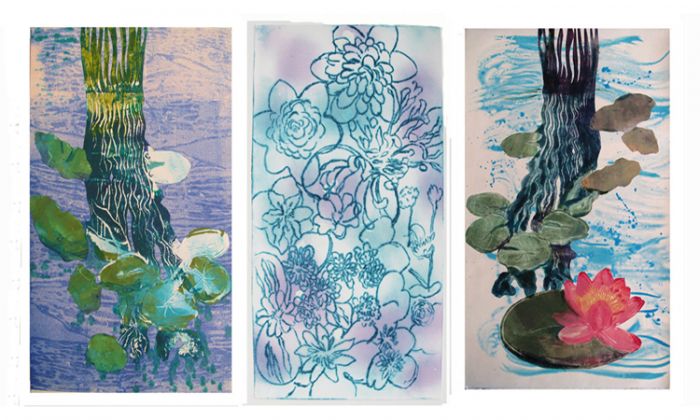 "Waterlilies Triptych I" 