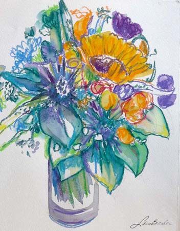"Sunflower, Roses, Thistles and Anemones III"