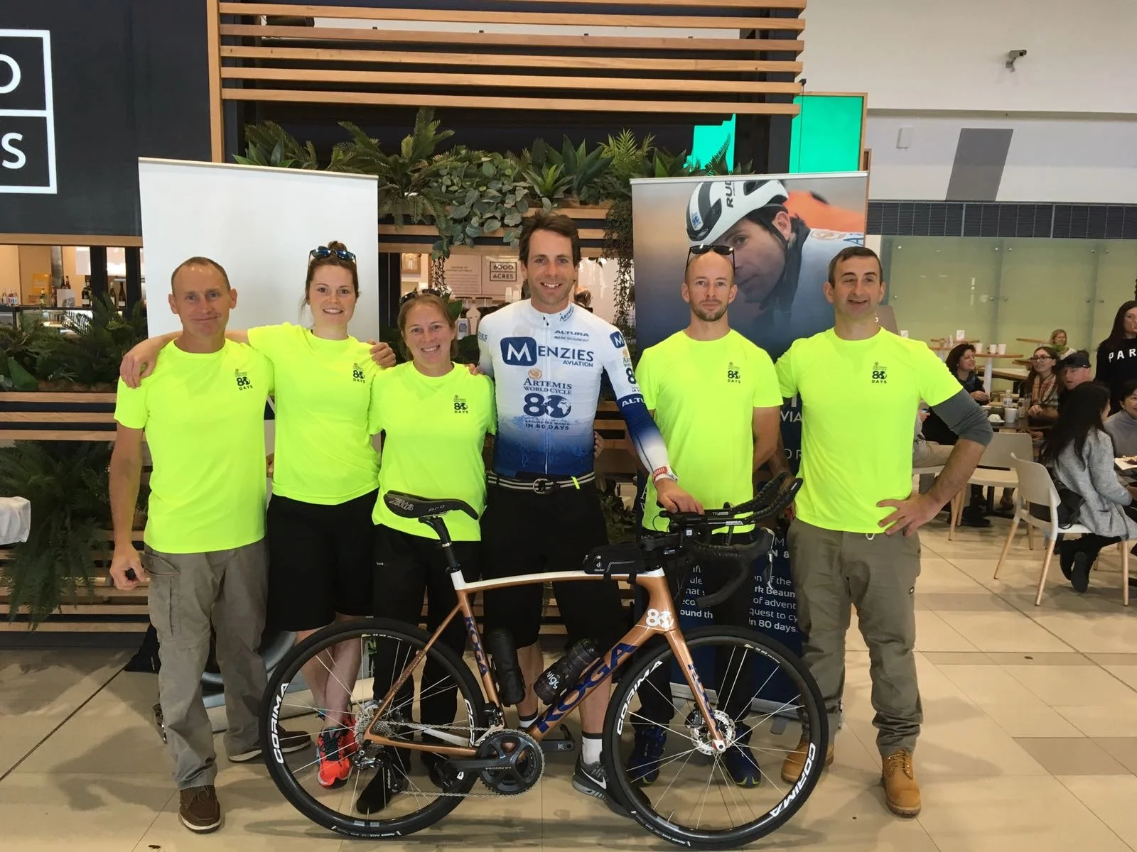 Stage 2 team from left to right looking at the picture; Tony Humphreys, Claire Guthrie, Fleur Royds, Mark, Ry McGrath, Tim Spiteri. 