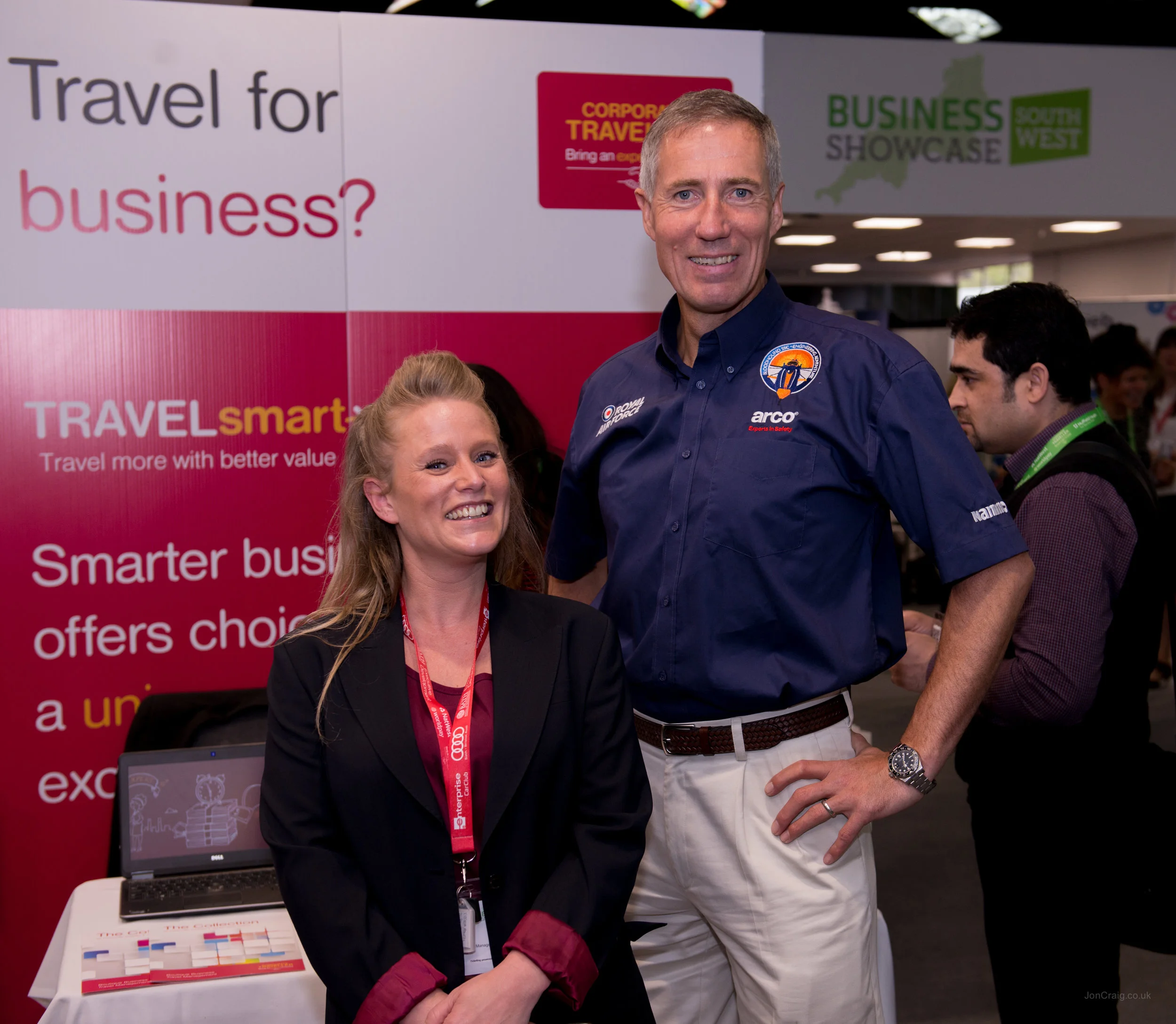 Sponsor Michelle Hall with the wolrd's fastest man, Keynote Speaker Wing Commander Green.jpg