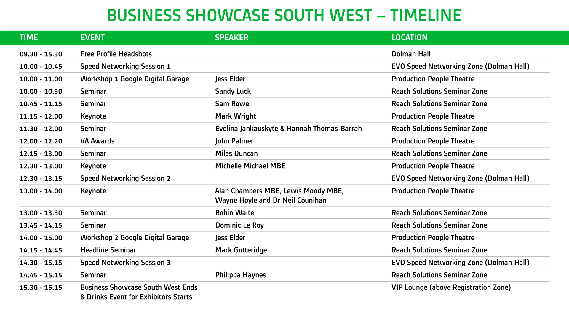 Click here to view full event schedule with booking links to sessions