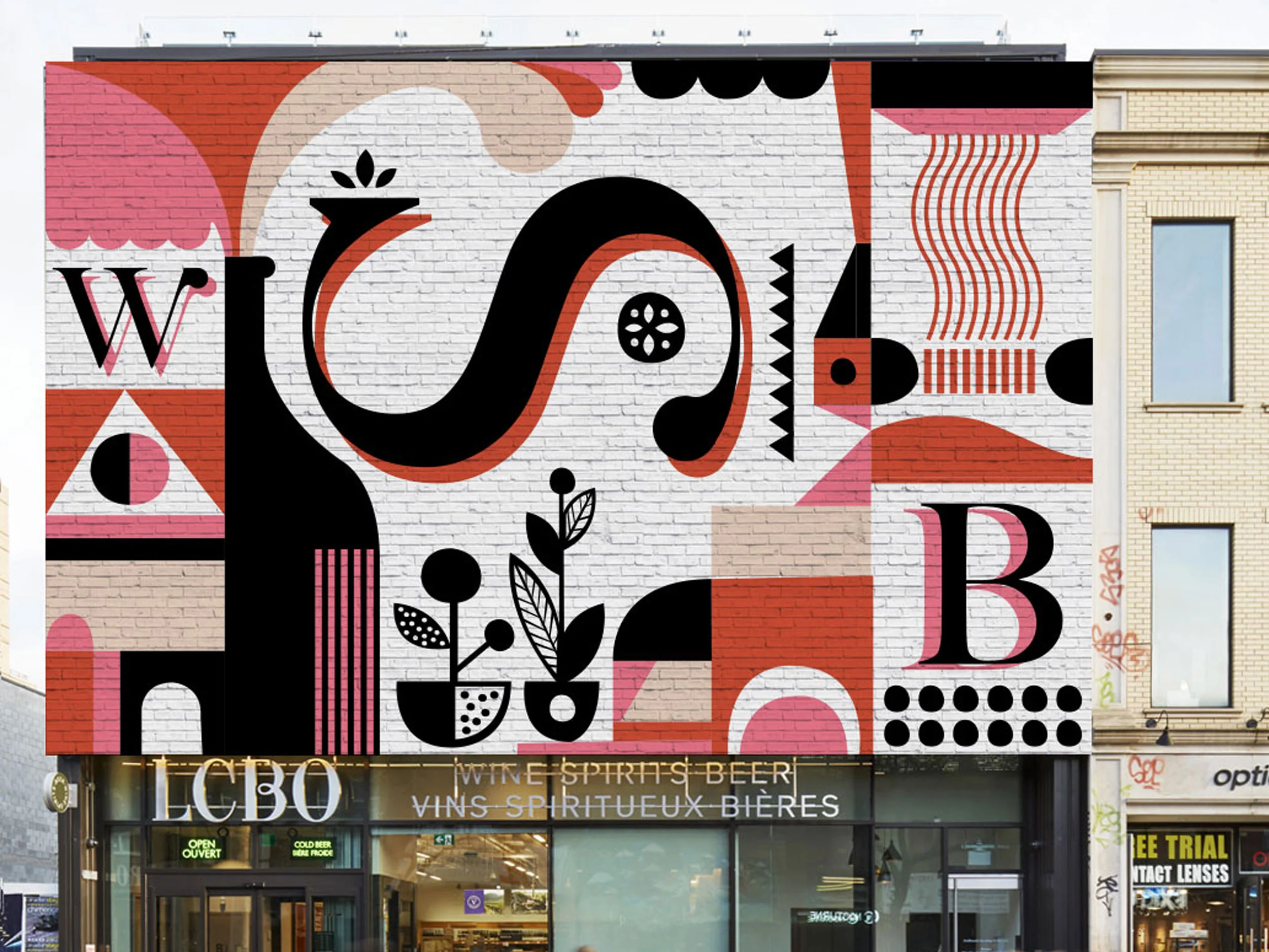 Fluid geometry, custom typography and fresh colour palette