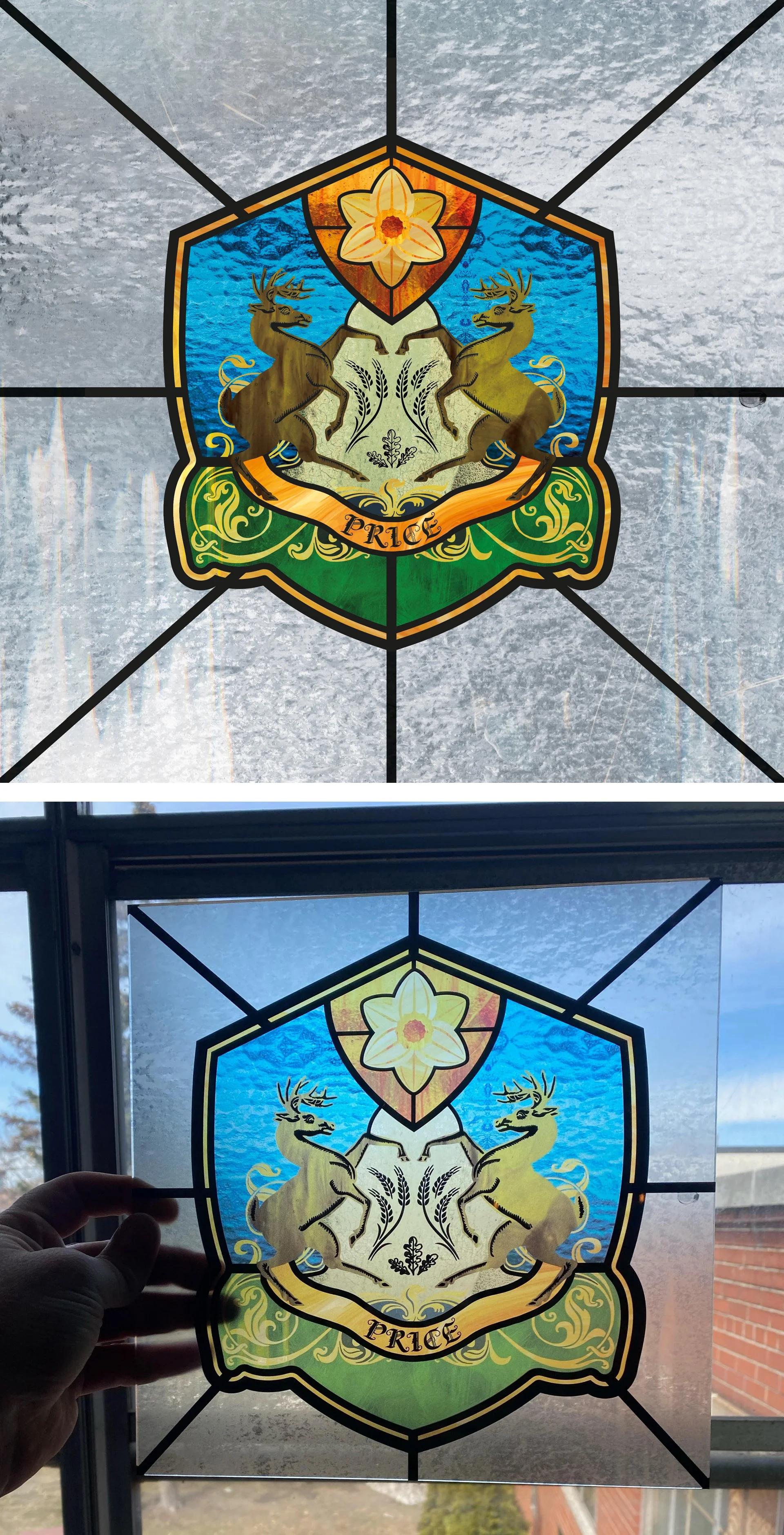 Stained Glass Crest (Ink on Plexi) Graphic Design and Illustration