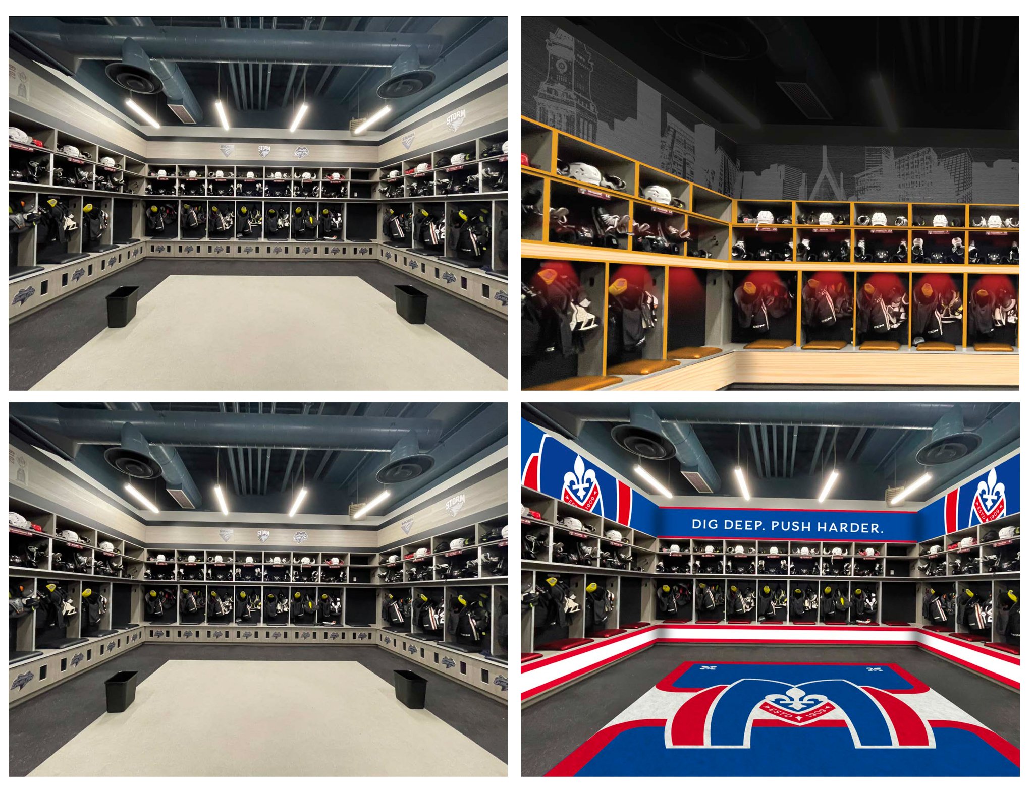  Before / After of Boston and Montreal Team Locker Rooms Graphic Design &amp; Illustration 