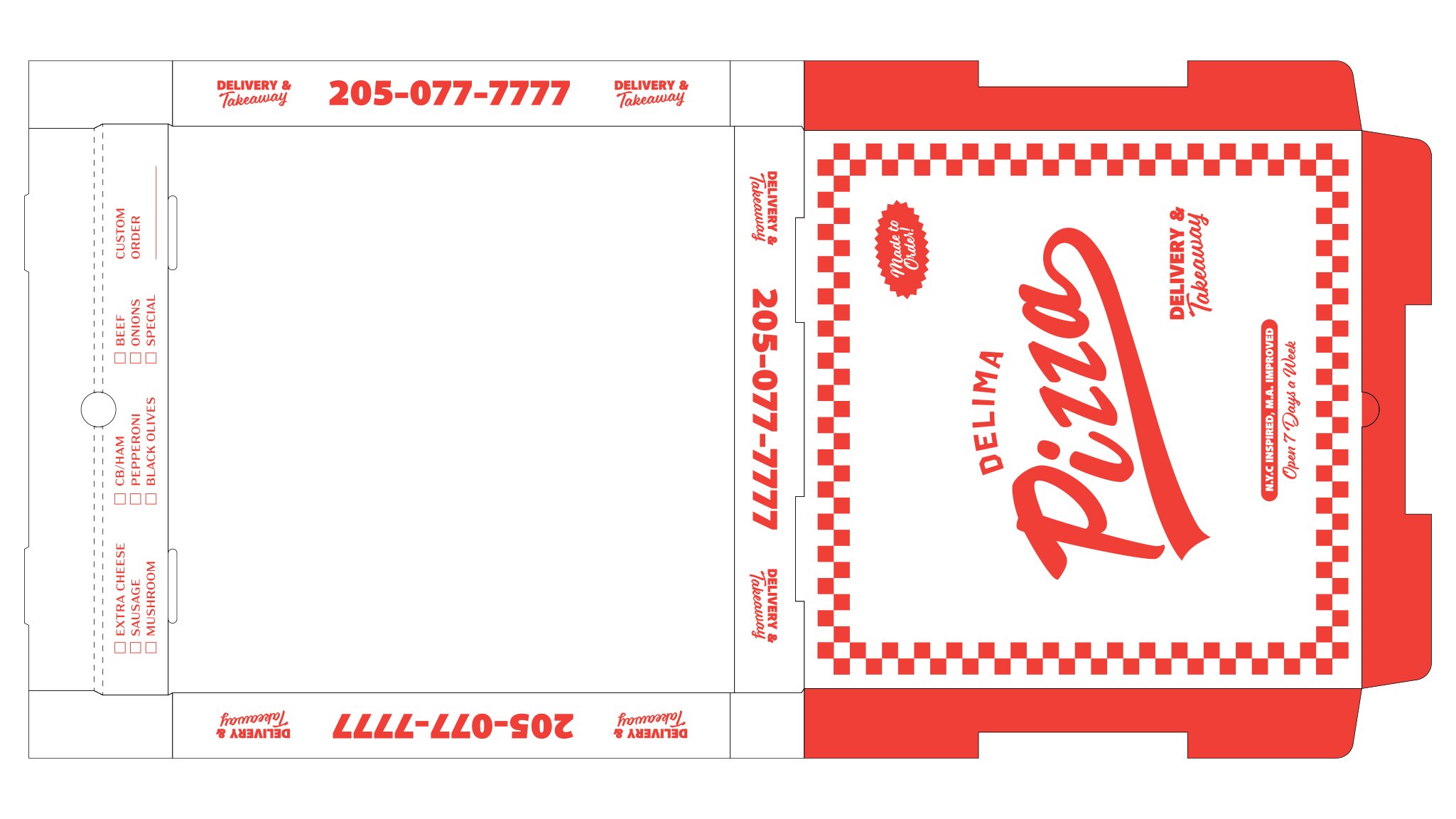  Pizza Box (Printed on Cardboard)  Graphic Design, Illustration &amp; Copywriting 