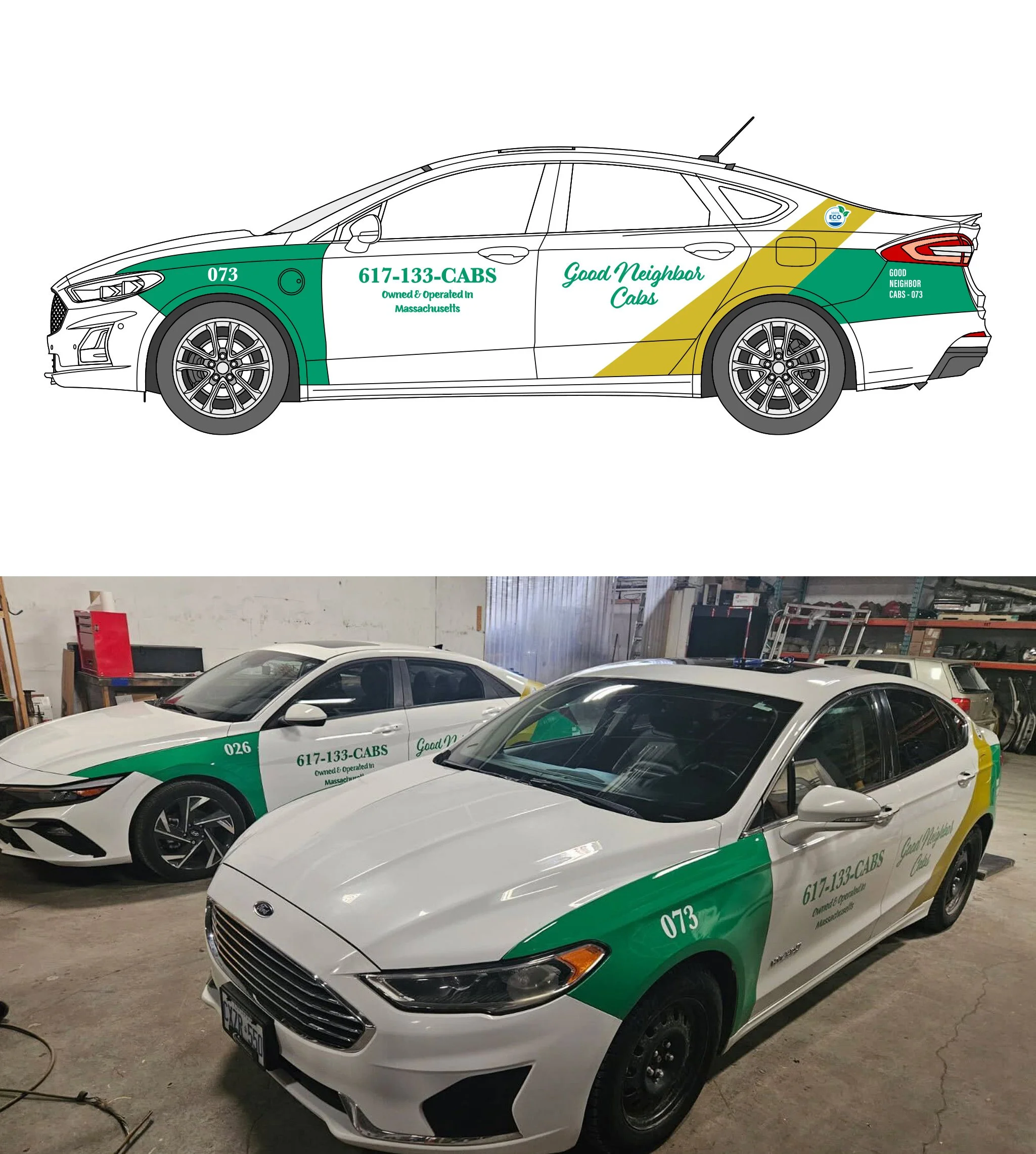  Massachusetts Inspired Taxi (Printed on Vinyl)  Graphic Design, Illustration &amp; Copywriting 