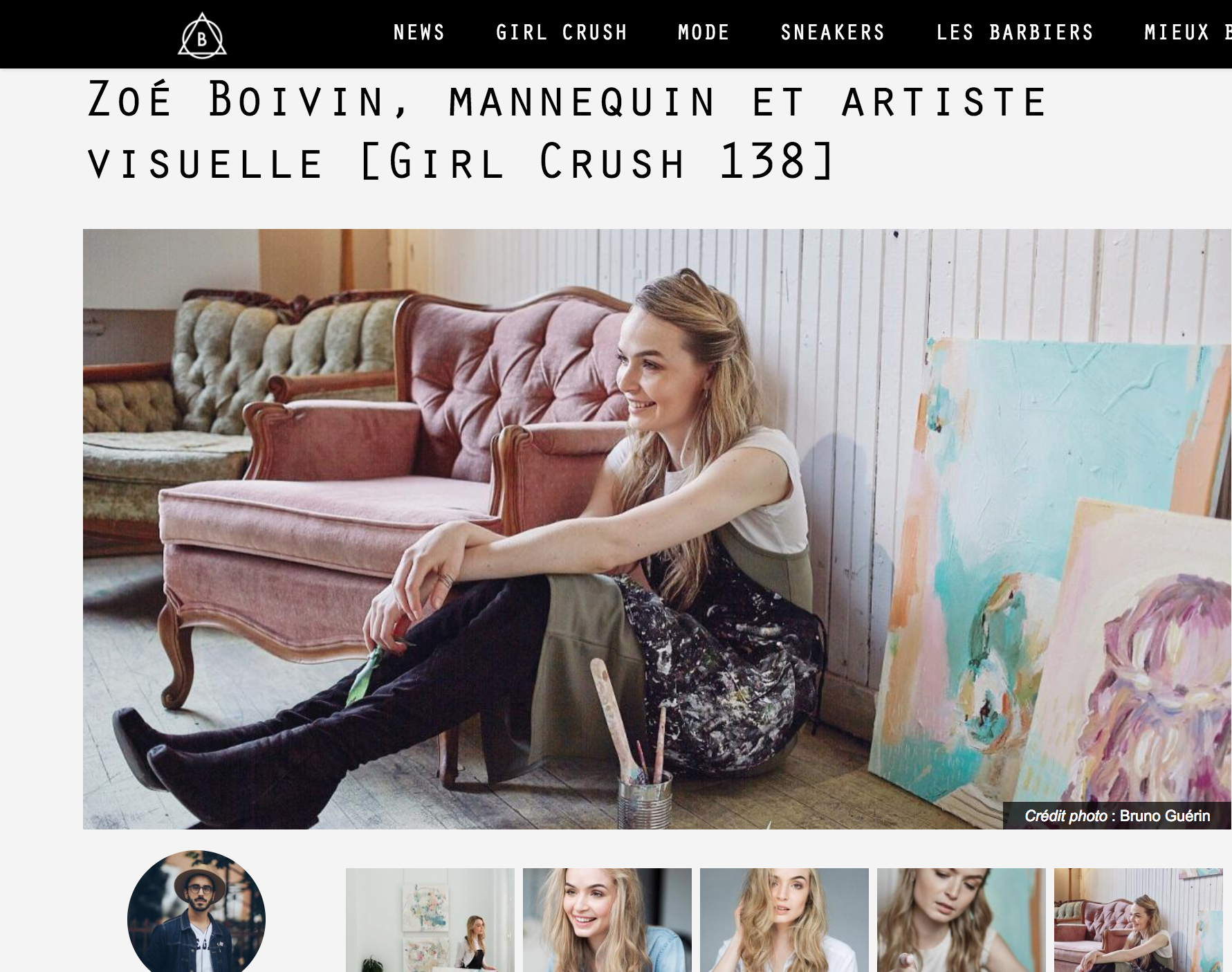  Zoé Boivin, Mannequin et Artiste Visuelle. Alexandre Turcotte.&nbsp; Ton Barbier , 5 mai 2017. L’entrevue complète  ici . 