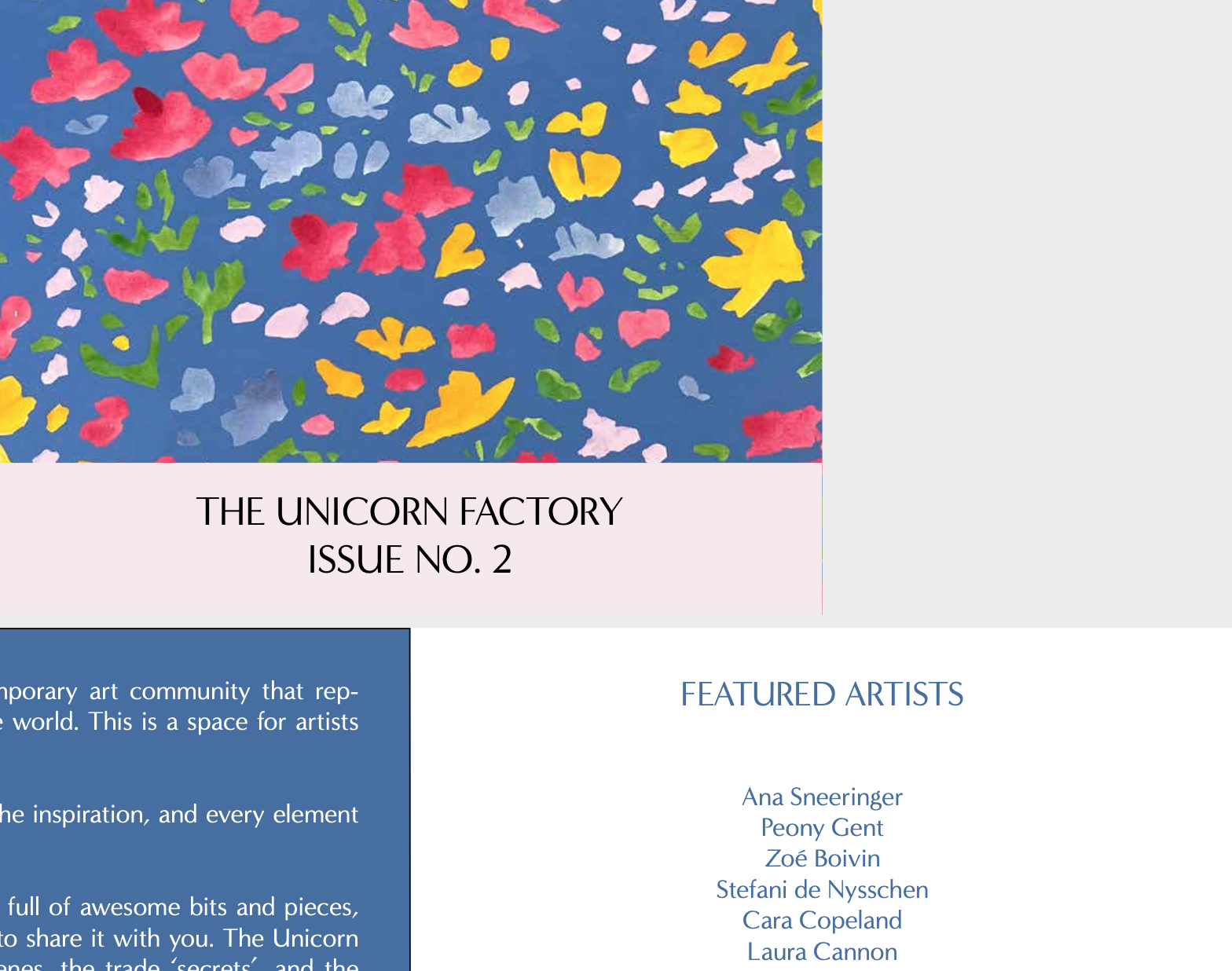  Issue No. 2. Liza Isakov.  The Unicorn Factory , 1 décembre 2020. Pour lire l’article complet, c’est par  ici.  