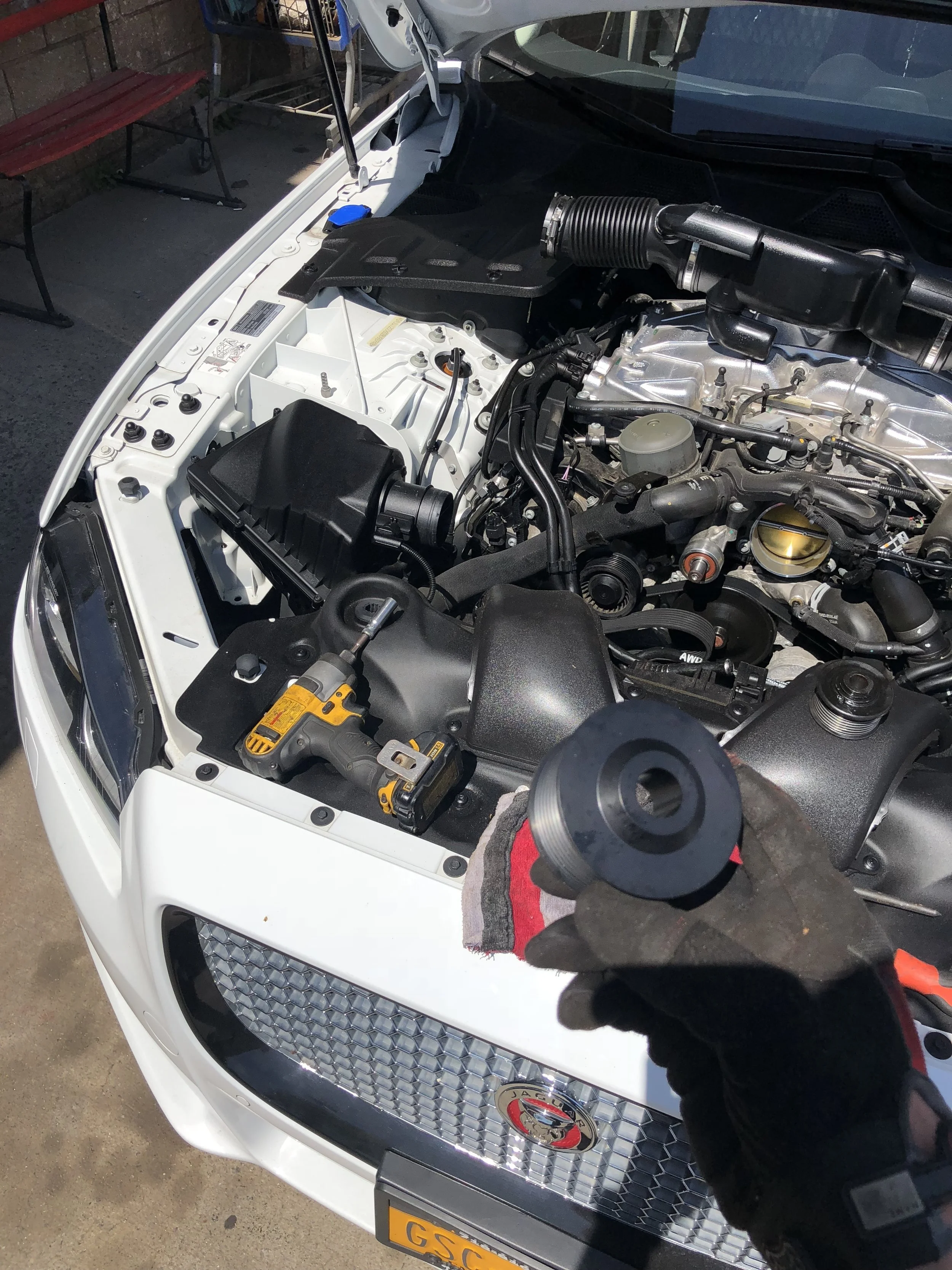 Jaguar getting new supercharger pulley for more ponies.