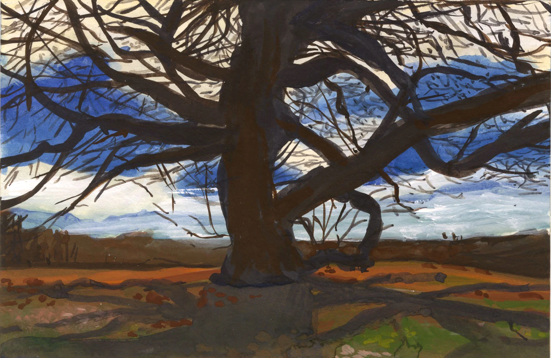 Caumsett State Park, Gouache, 4 x 6" 2017.