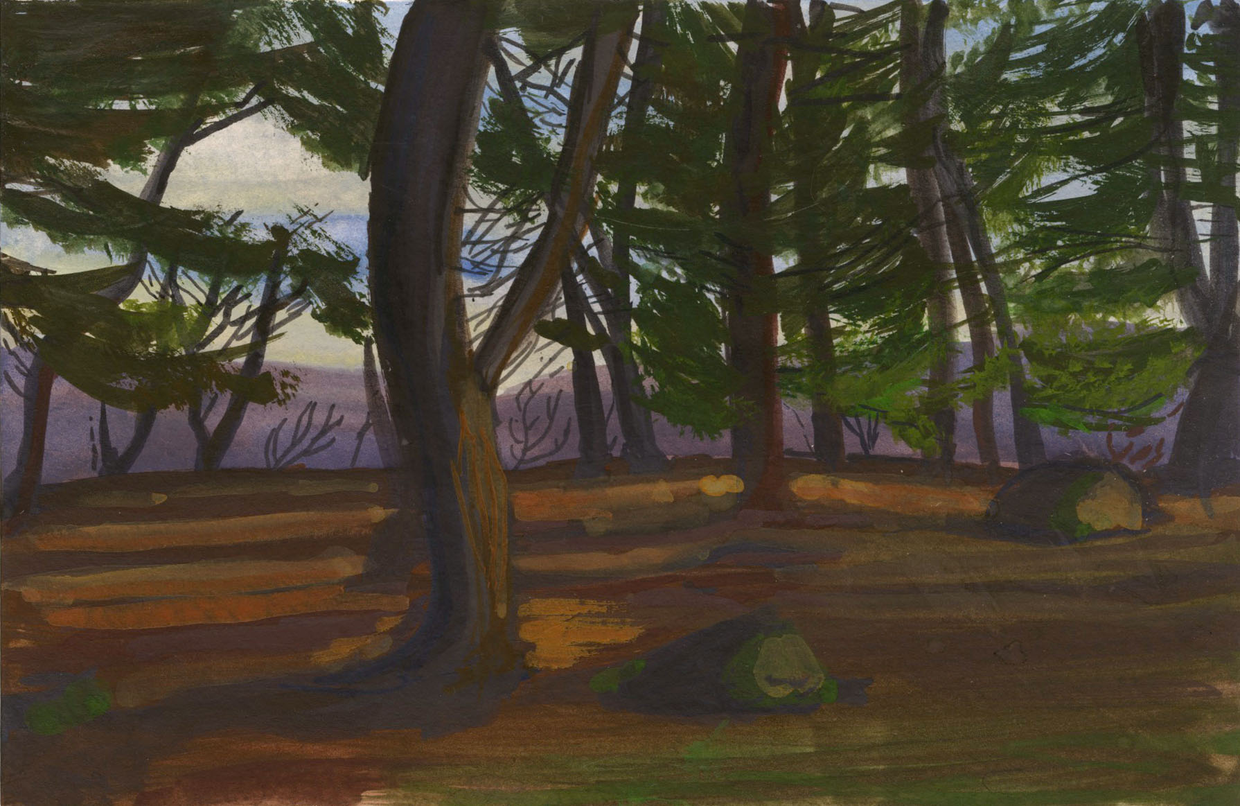 Bear Mountain, Gouache, 4 x 6" 2017.