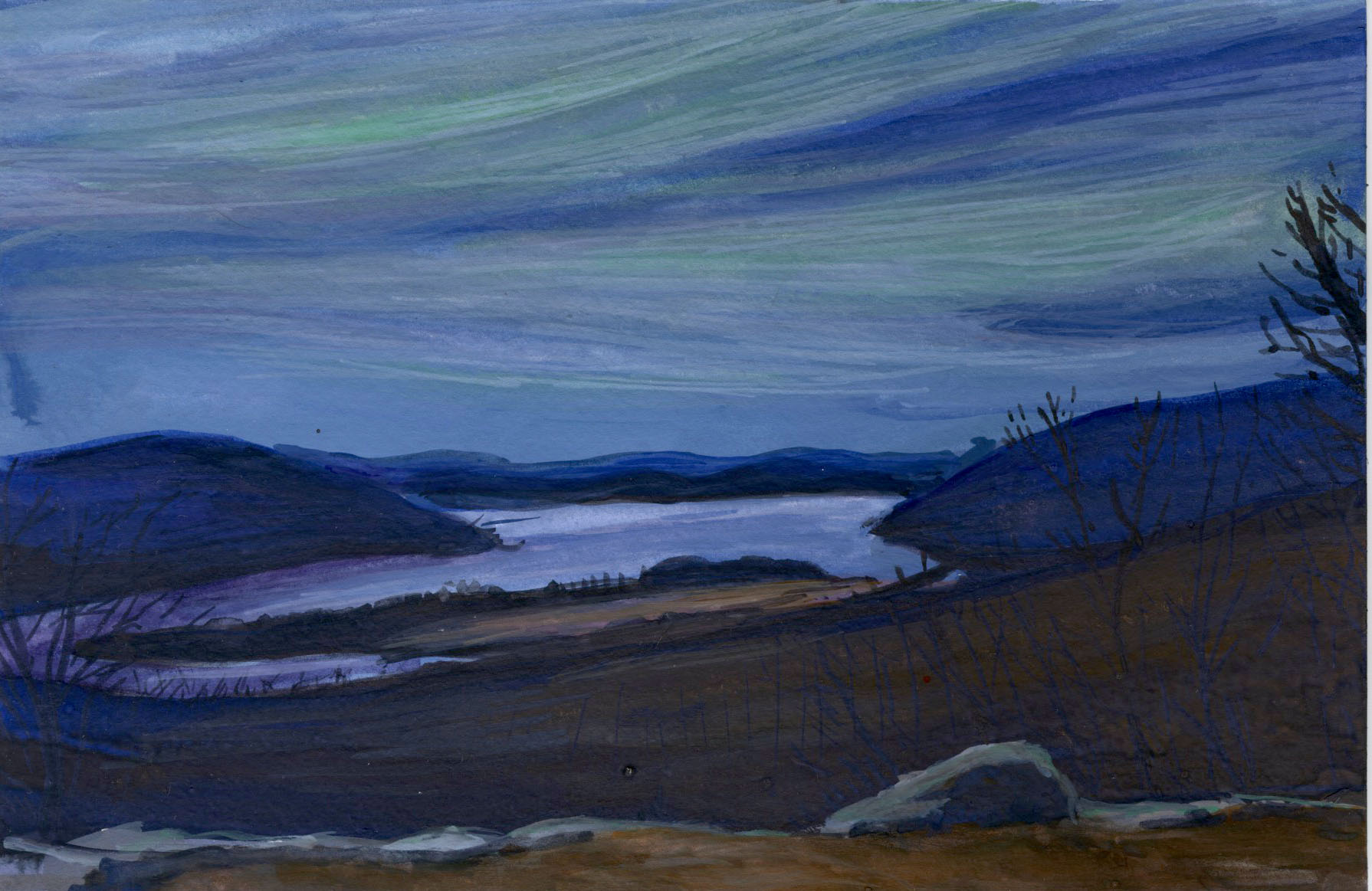 Bear Mountain, Gouache, 4 x 6" 2017.