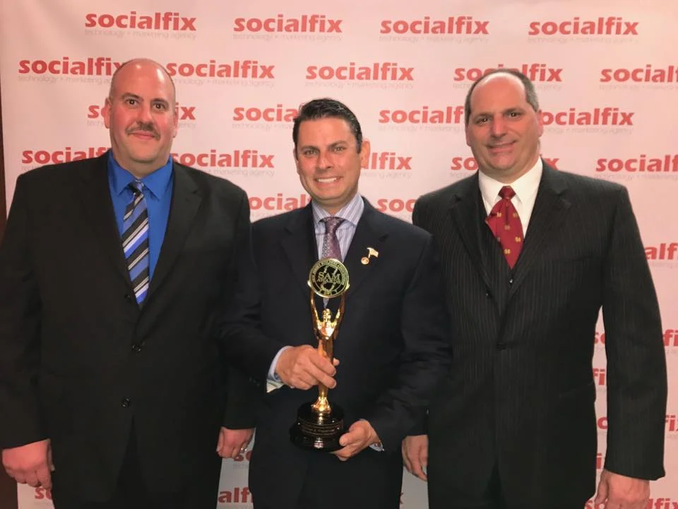 (From left) Fire Company President Anthony Miller, Mike Paparone and Fire Company Vice President and Building Committee Chairman Robert Sambuco.