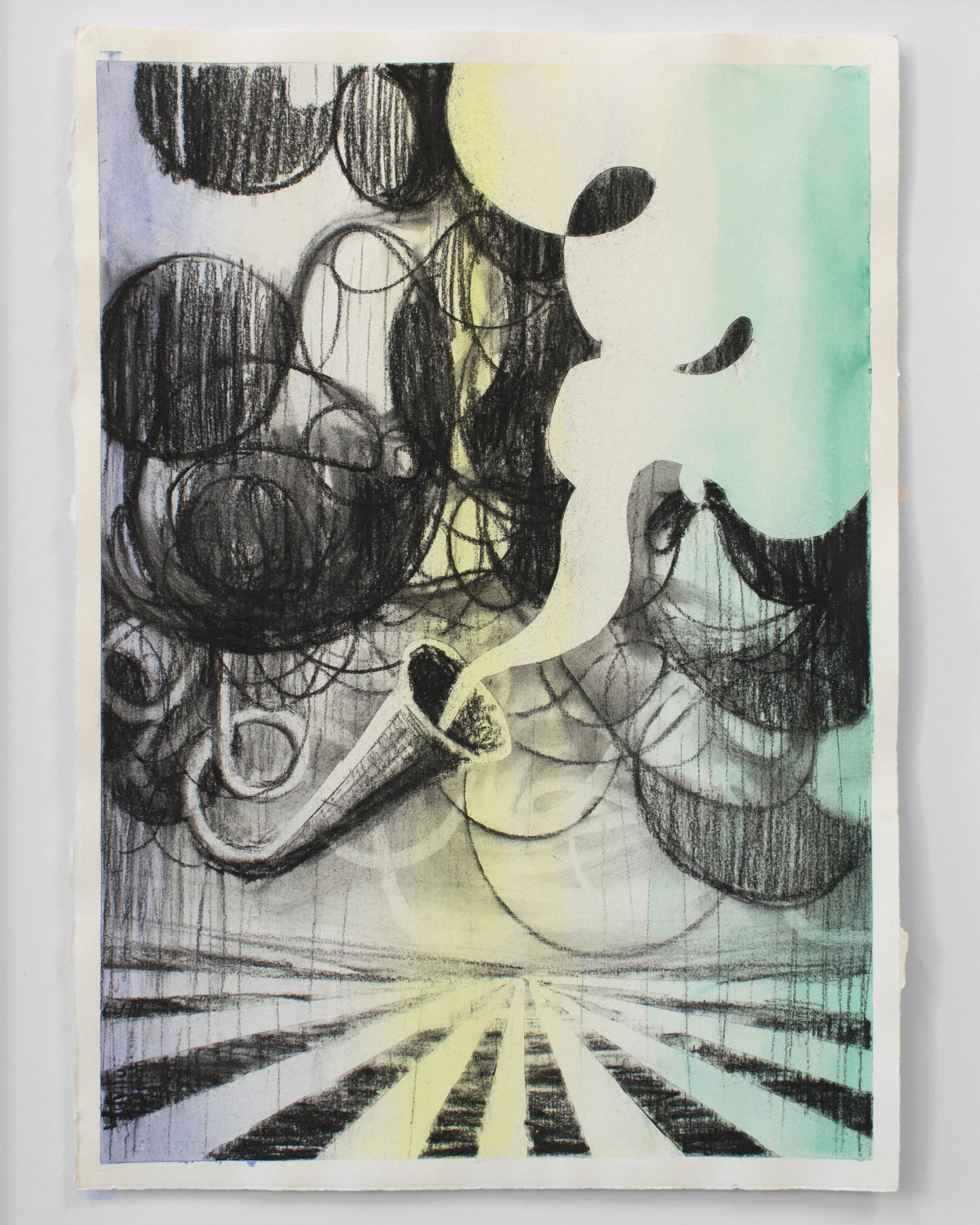   will echo with laughter  watercolor and charcoal on Arches Paper,  40 × 30 cm, 2022 