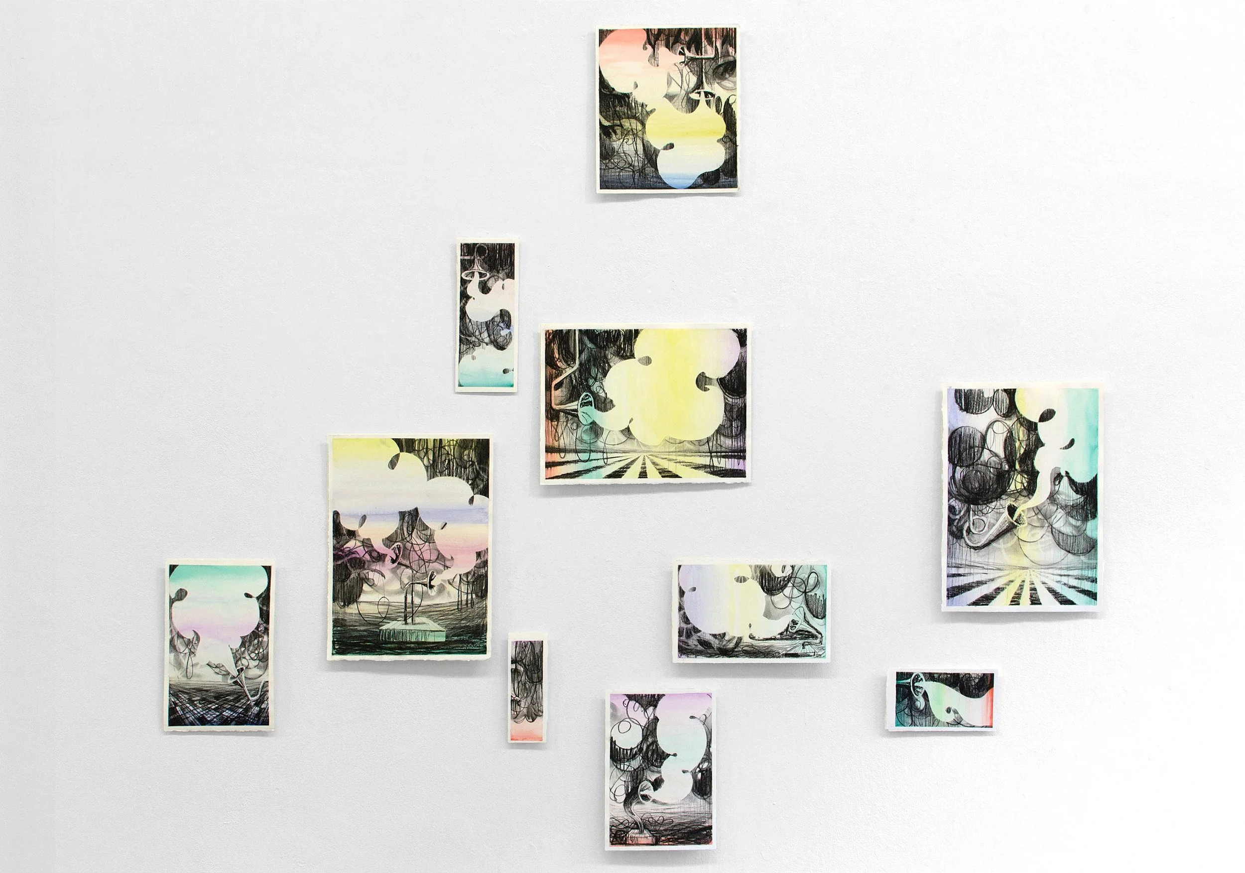   will echo with laughter  watercolor and charcoal on Arches Paper,  150 × 180 cm, 2023 