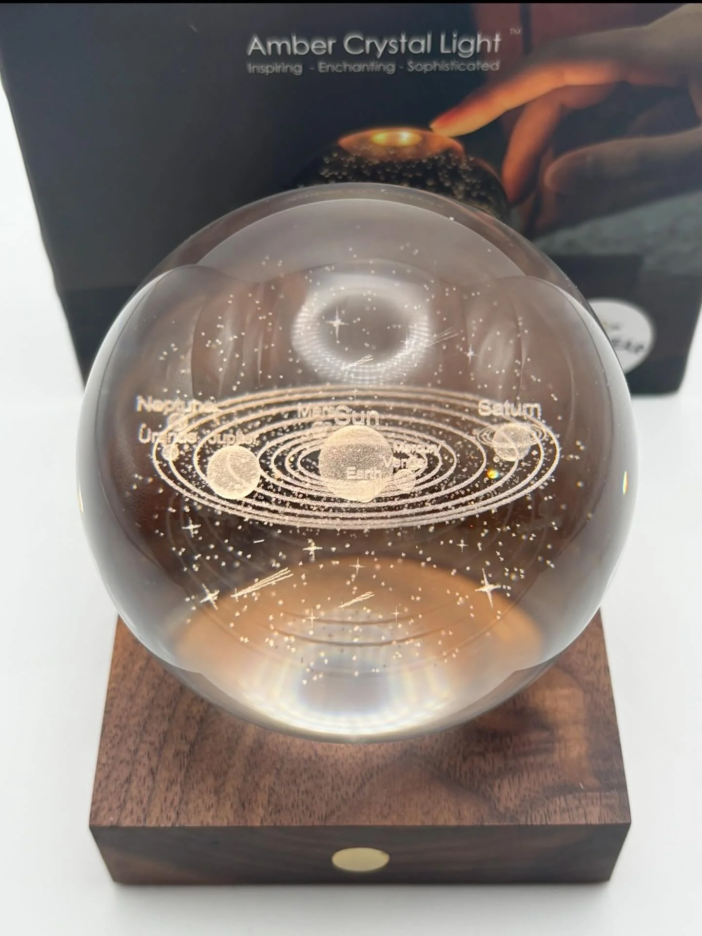Holiday Gift Guide
Amber Crystal Light, Solar System 🌎🪐🌍
Great gifts for:
Future astronauts, science geeks, lovers of outer space 
#founditatfinestra #holidaygiftguide #solarsystem #shoplocalthischristmas #shopsmallbusinesses