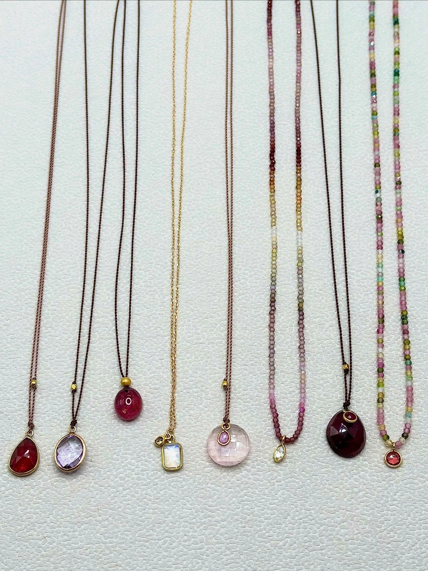 The beautiful simplicity of Margaret Solow. These gorgeous garnets, tourmalines, moonstones, rose quartz and of course Februarys amethyst are so perfect for a special valentine❤️ #valentine #margaretsolow #18kt #diamonds #margaretsolownecklaces
