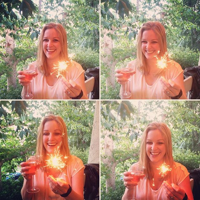 &quot;Alright Mr. Deville, I'm ready for my close up.&quot; 😎 Ros&eacute; and fire, two of Tricia's favorite things! #happy27th