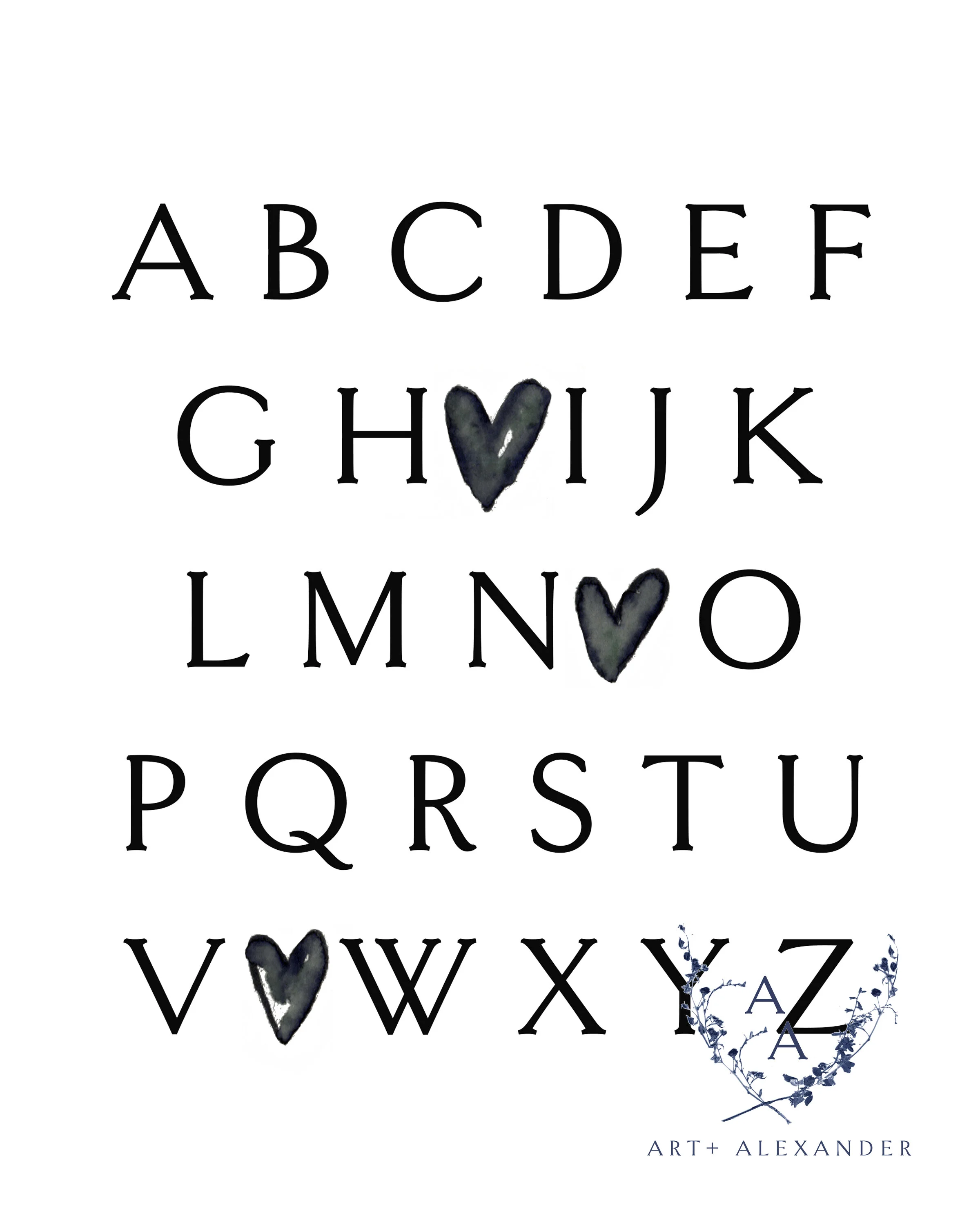 Alphabet with Hearts