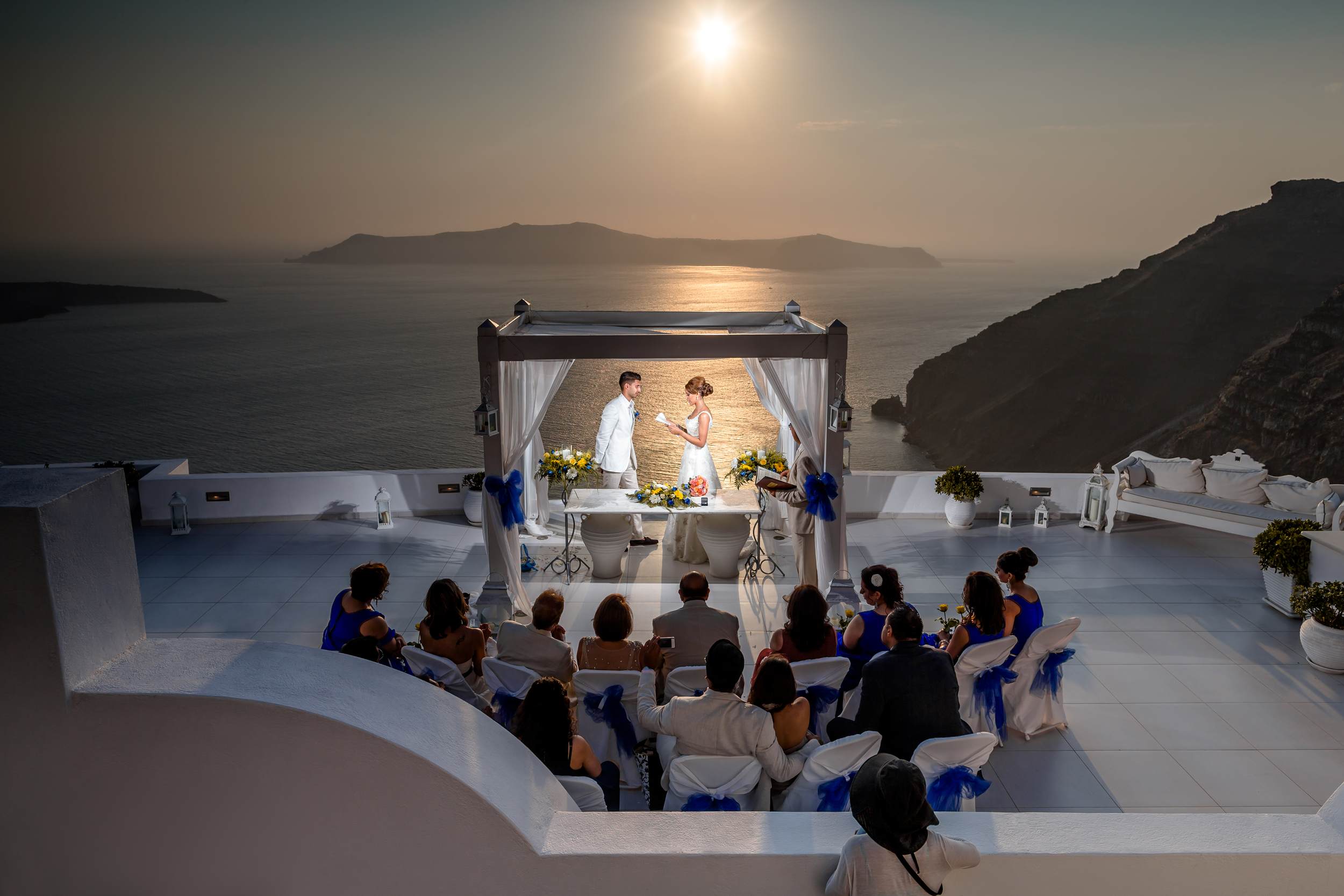 Luxury sunset Indian wedding in Santorini by one of the 6 Best Wedding Photographers in the World