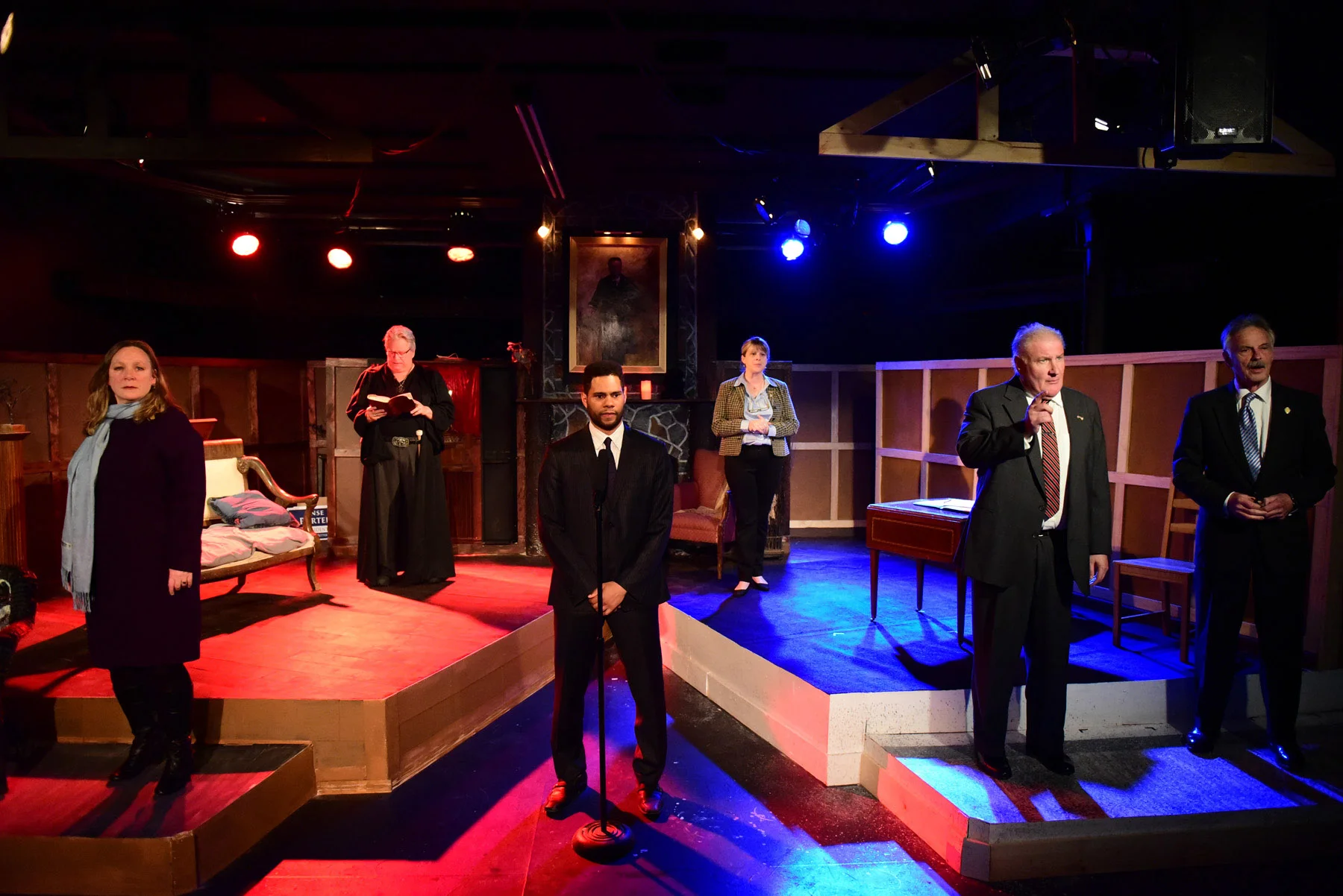 (left to right) Barbara Figgins , Norm Woodel , Jeffery Owen Freelon Jr ., Kelli Strickland , John Kelly Connolly and Jack McCabe . Photo by Evan Hanover.