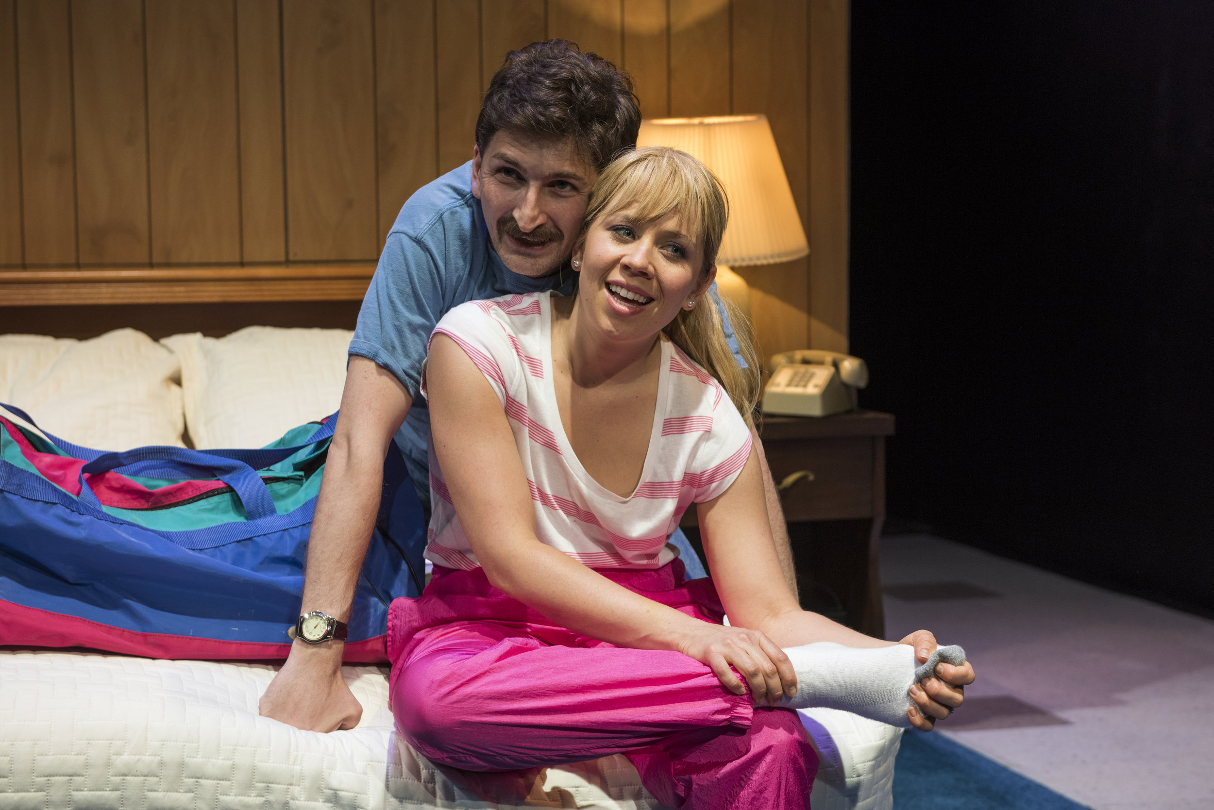 Tyler Ravelson (Jeff) and Leah Raidt (T.) in T. at American Theater Company, credit Michael Brosilow