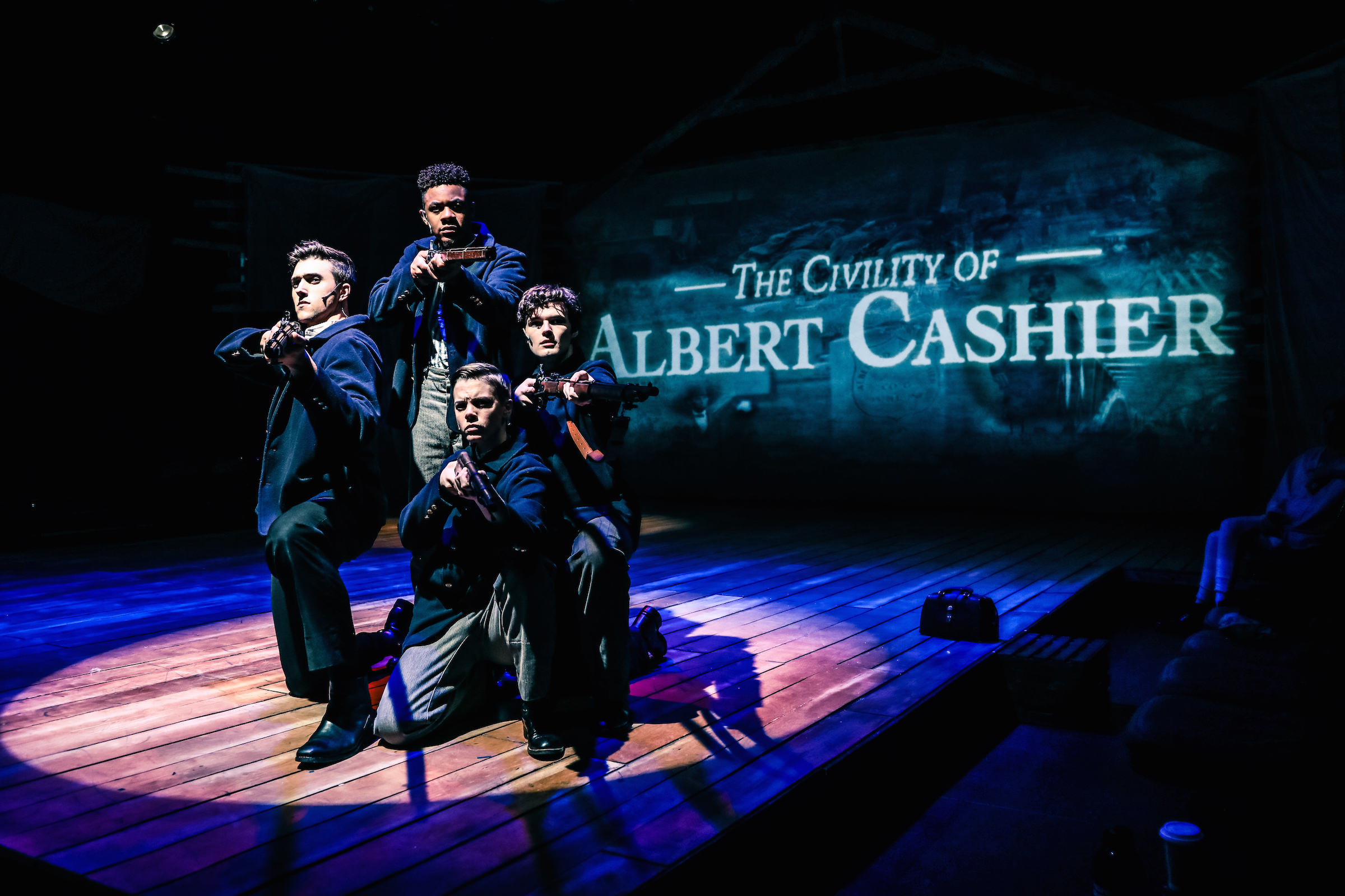 (Left) Billy Rude as Jeffrey , (Top Center) Cameron J. Armstrong as Walter, (Bottom Center) Dani Shay as Young Albert and (Right) Chuck Quinn IV as Billy.