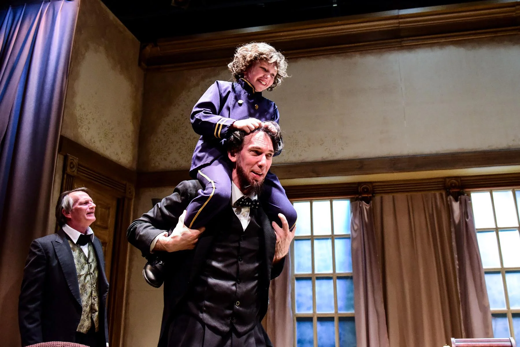 Don Bender, Leo Sharkey and Lawrence Grimm in THE HEAVENS ARE HUNG IN BLACK. Photo by Evan Hanover.